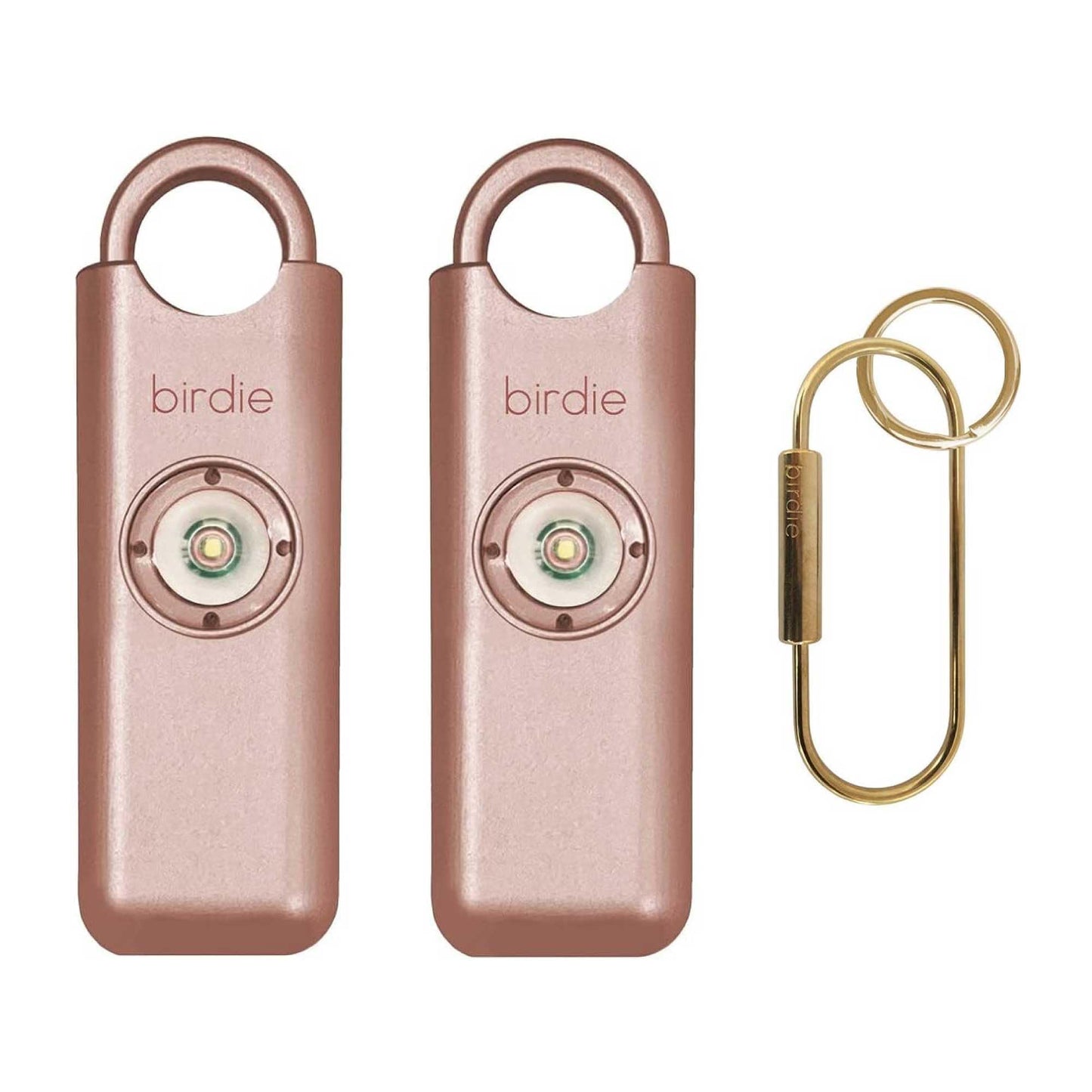Alarma de Seguridad Personal She’s Birdie Rosa Metálico con Sirena Fuerte y Luz Estroboscópica para Mujer