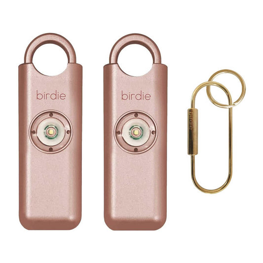 Alarma de Seguridad Personal She’s Birdie Rosa Metálico con Sirena Fuerte y Luz Estroboscópica para Mujer
