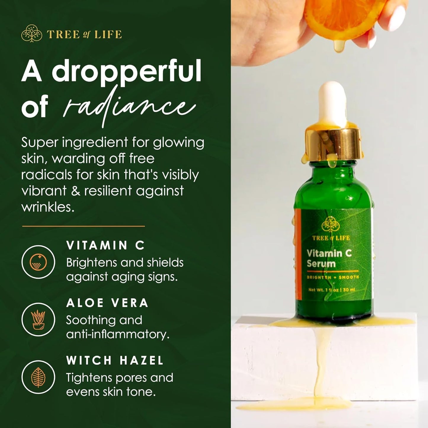 ToLB Vitamin C Serum for Face with Hyaluronic Acid - Anti Aging Anti Wrinkle Facial Serum with Natural Ingredients - Paraben Free, Vegan - Best Vitamin C with Hyaluronic Acid Serum for Skin - 1 fl oz