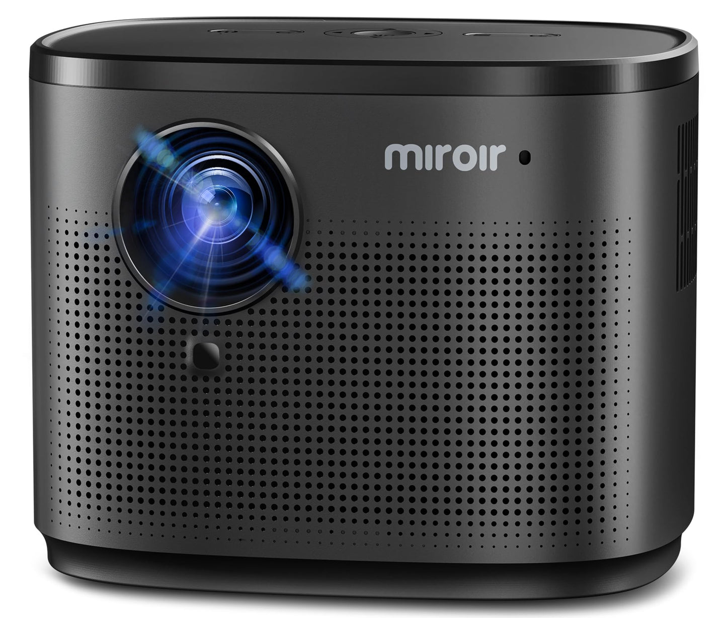 Miroir Miniproyector HD para el hogar con altavoz integrado, enfoque automático y corrección trapezoidal, portátil para películas al aire libre, compatible con smartphones y televisores.