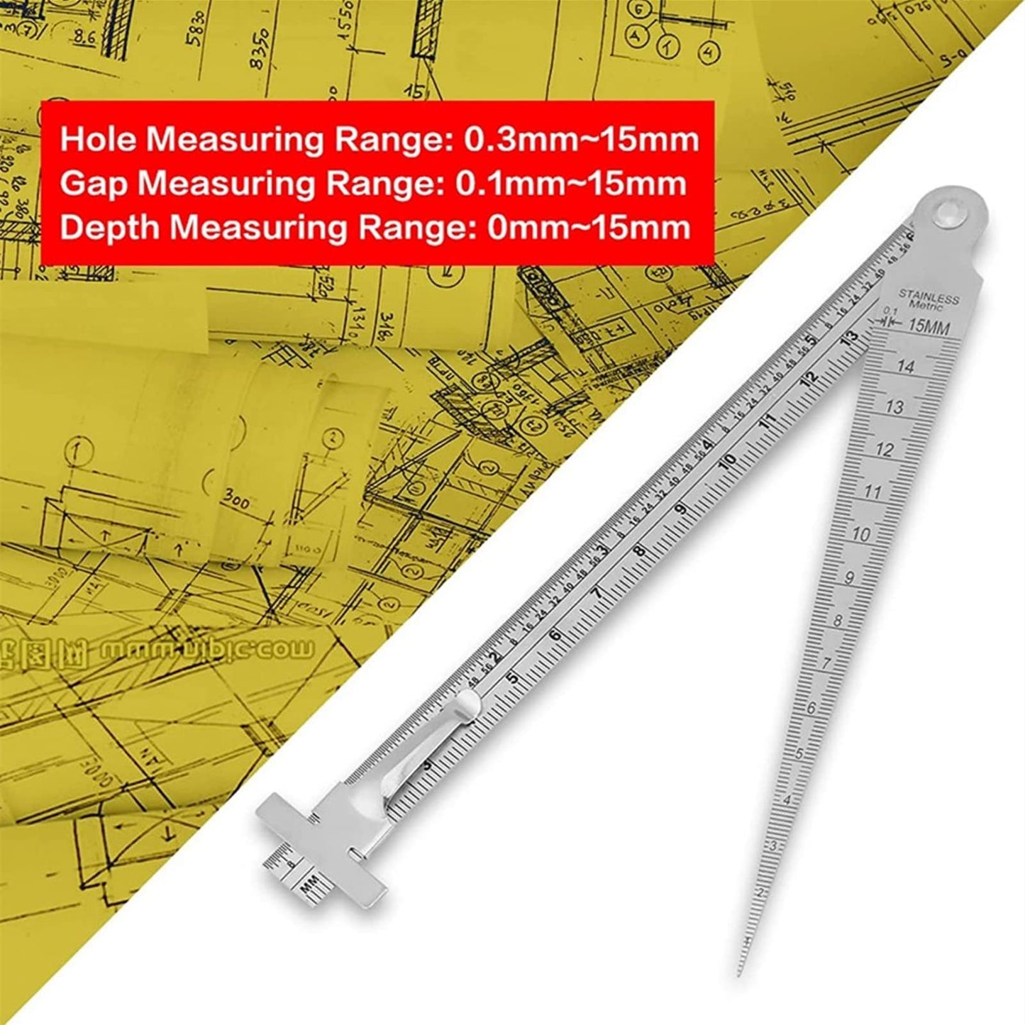 Herramienta de Inspección de Soldadura Taper Gap Profundidad Regla Fácil de Leer