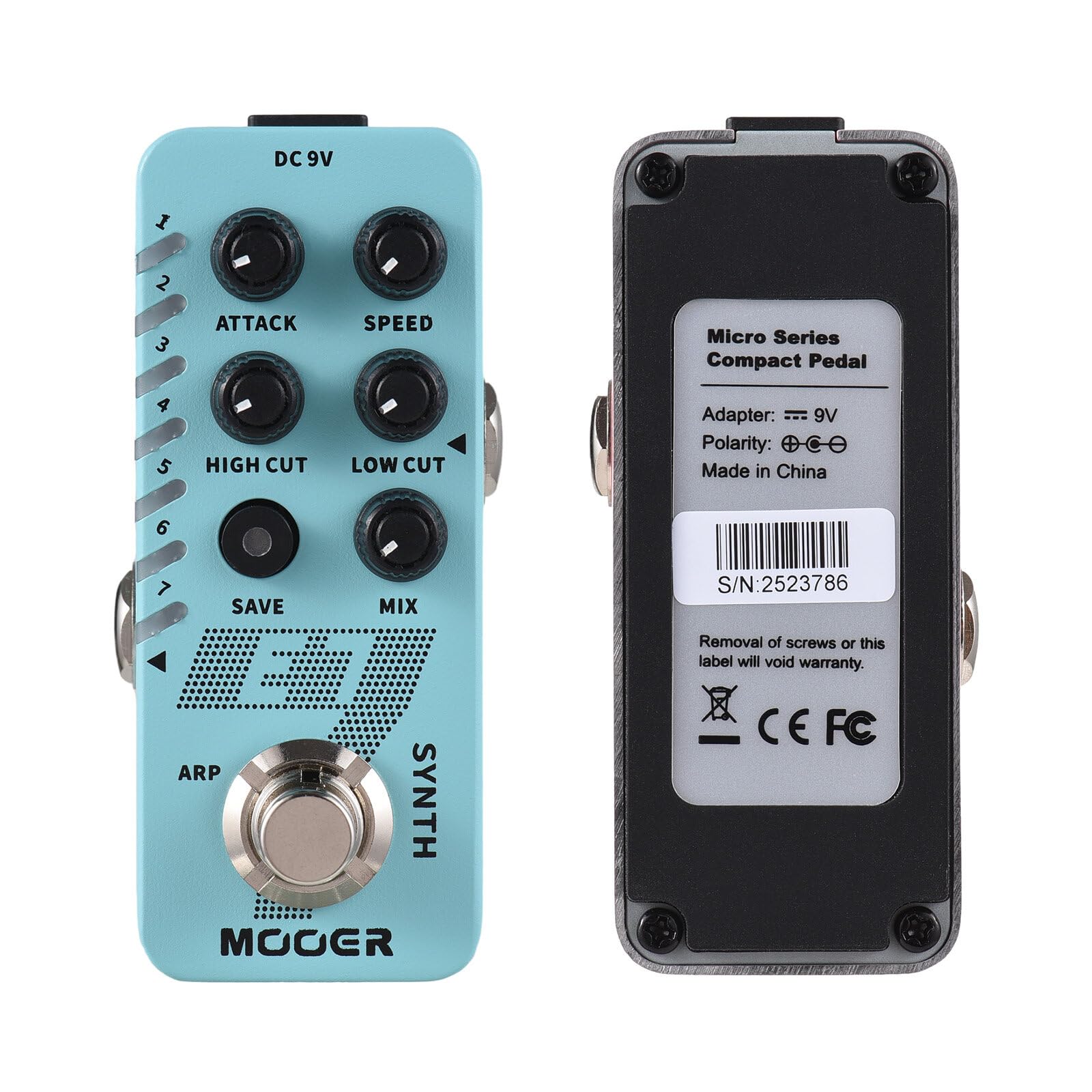 lifcasual Pedal Sintetizador de Guitarra Pedal de Efectos de Guitarra eléctrica 7 Modos de Sonido Synth True Bypass Carcasa metálica DC 9V Interfaz de Entrada/Salida de 6,35 mm ni Efecto Sintetizador