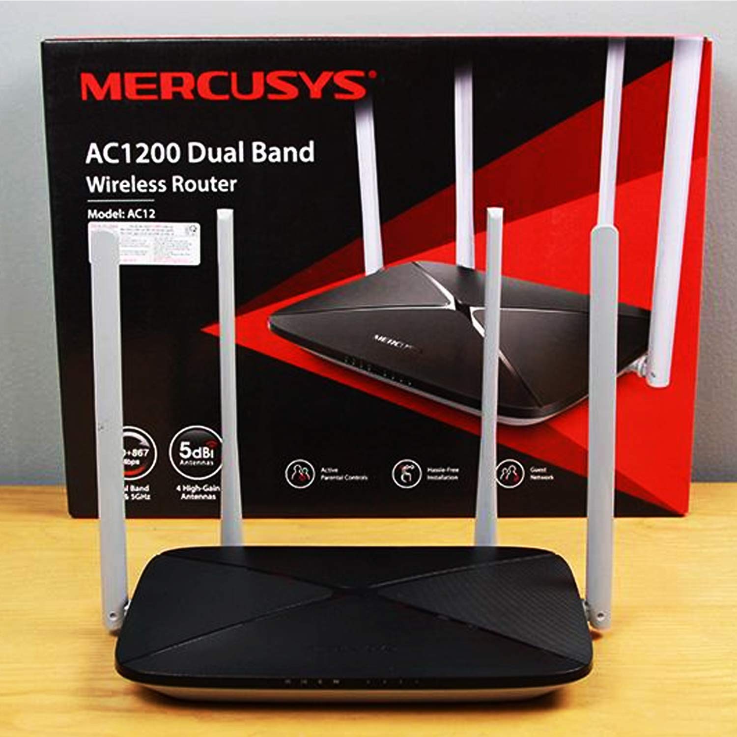 Router Inalámbrico Mercusys Negro Banda Dual 1200Mbps 4 Antenas Fijas