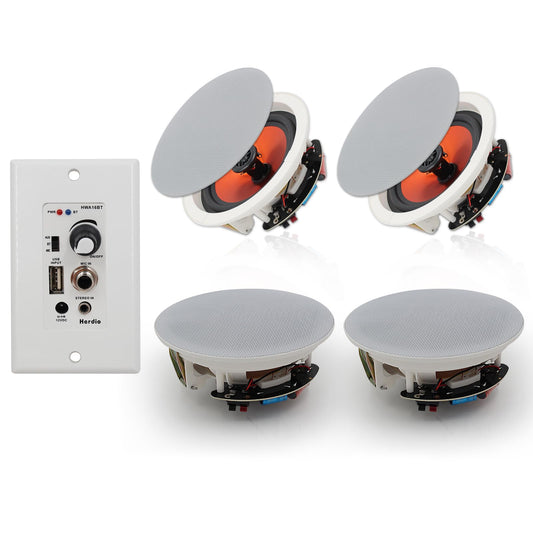 Altavoces Bluetooth Herdio 6.5 Pulgadas Blancos Sistema 600W para Cine en Casa y Oficina