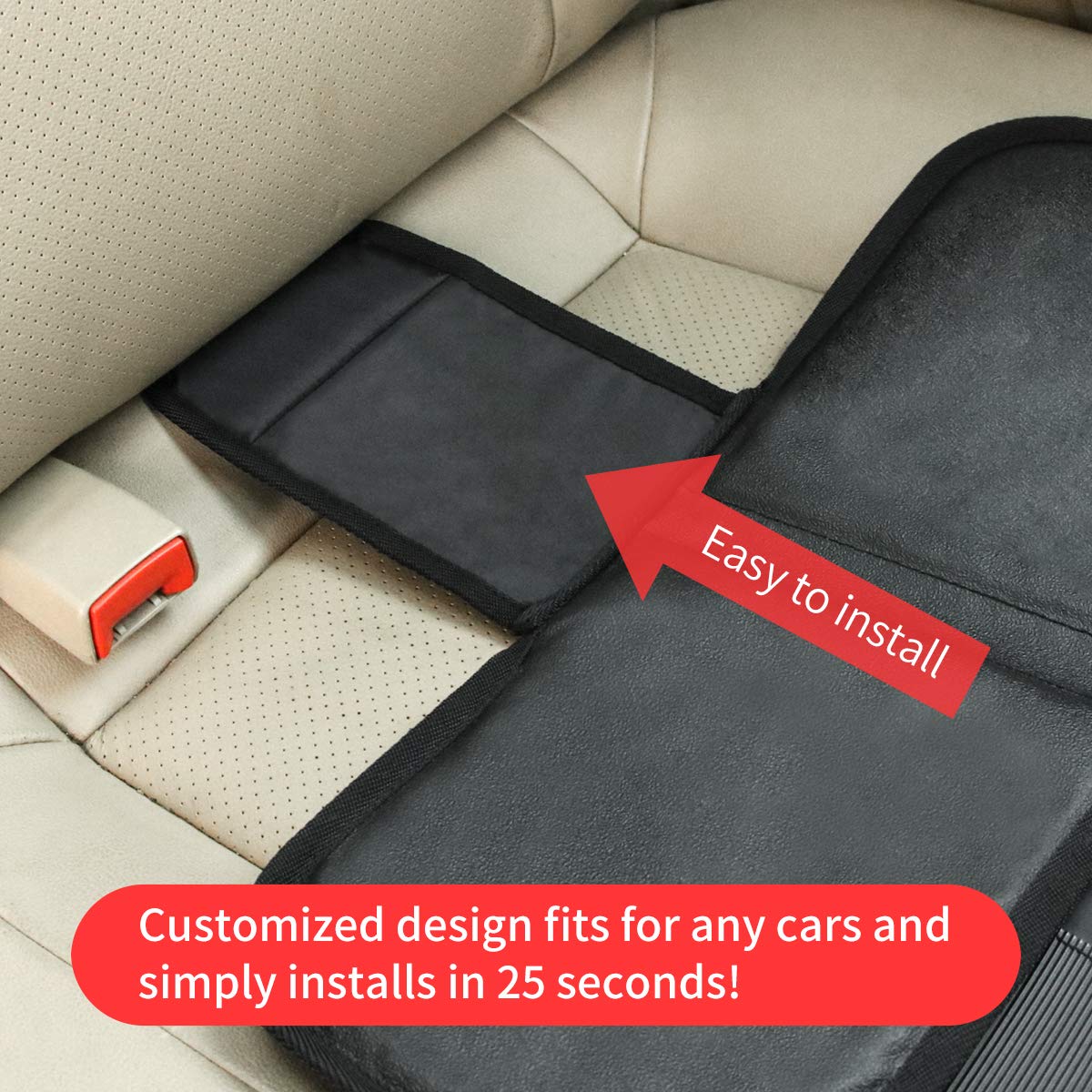 Kaiphy Protector de Asiento de Coche - Tapete Protector - Acolchado Grueso - Tela Resistente E Impermeable, Esquinas Reforzadas con Cuero Y 3 Bolsillos para Un Almacenamiento Práctico Gris