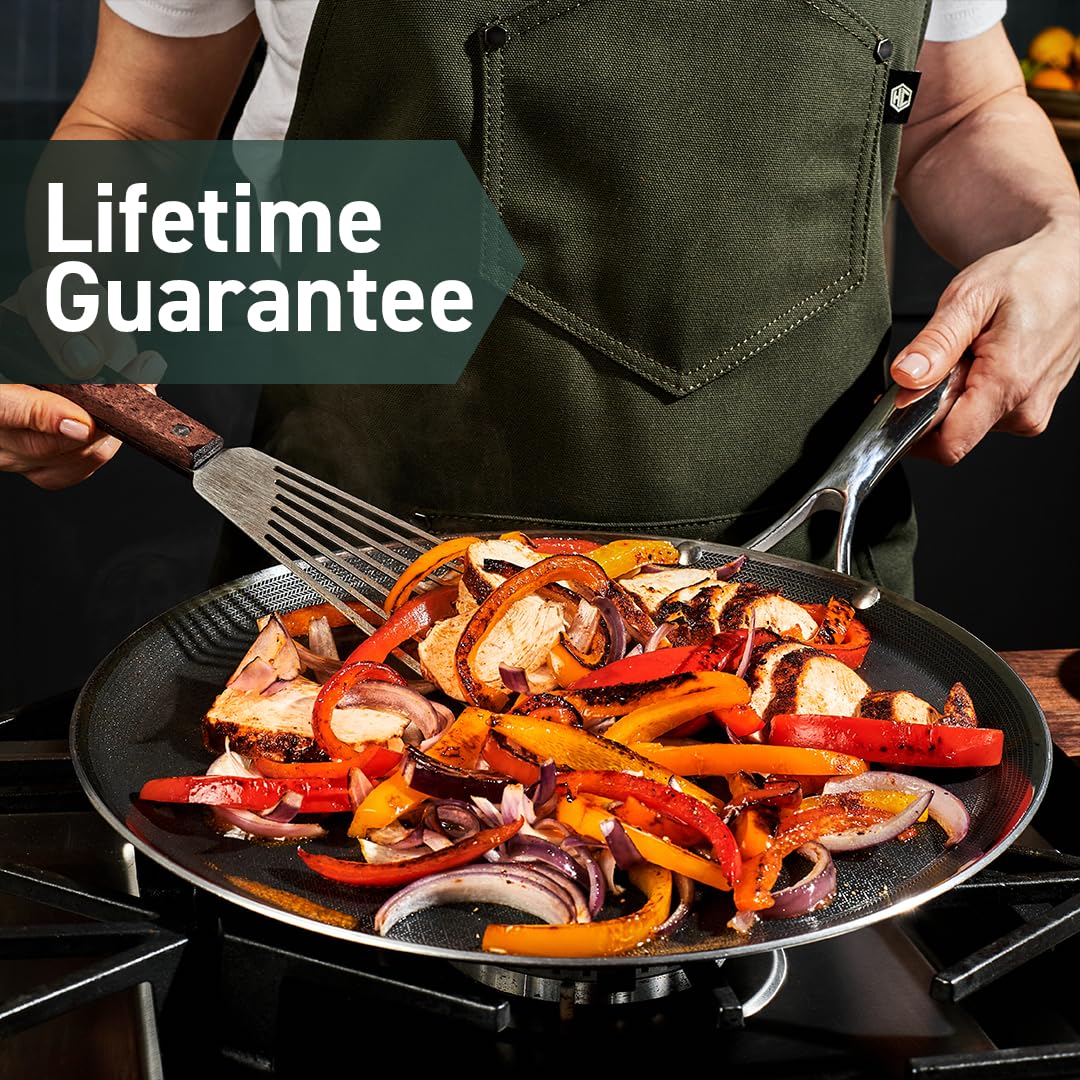 HexClad Comal Hybrid Antiadherente de 30 cm, Asa que se Mantiene Fría, Apto para Lavavajillas, Horno hasta 480°C e Inducción, Compatible con todas las Estufas