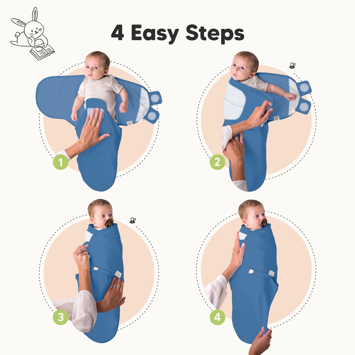 Paquete de 3 sacos de dormir orgánicos para bebés – Pañales para recién nacidos, bebés de 0 a 3 meses, bebés, niños, saco de dormir suave y cómodo, mantas para bebés recién nacidos, fáciles de usar