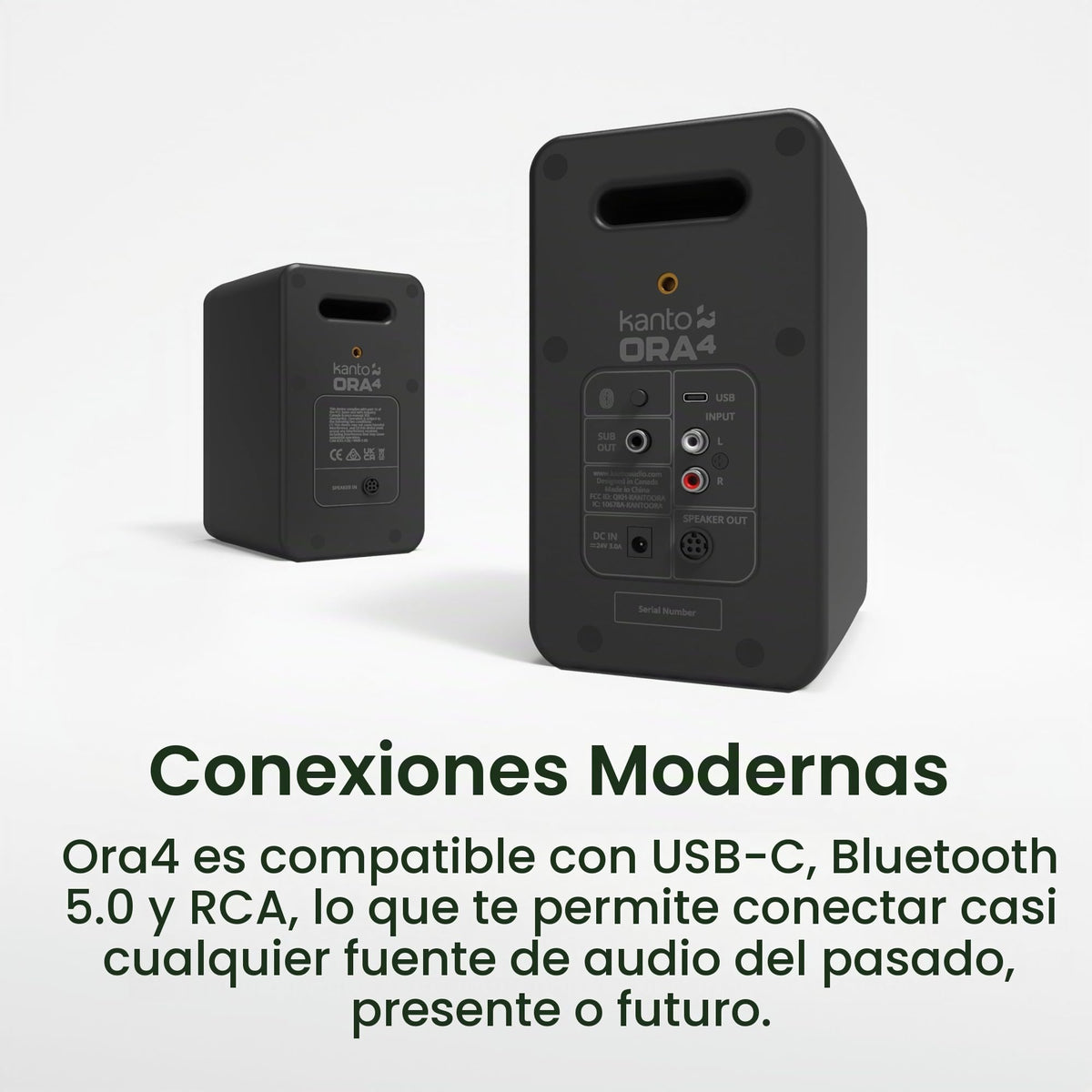 Altavoces de Referencia Kanto ORA4 Negro con Bluetooth y Entrada USB-C Bi-amplificados