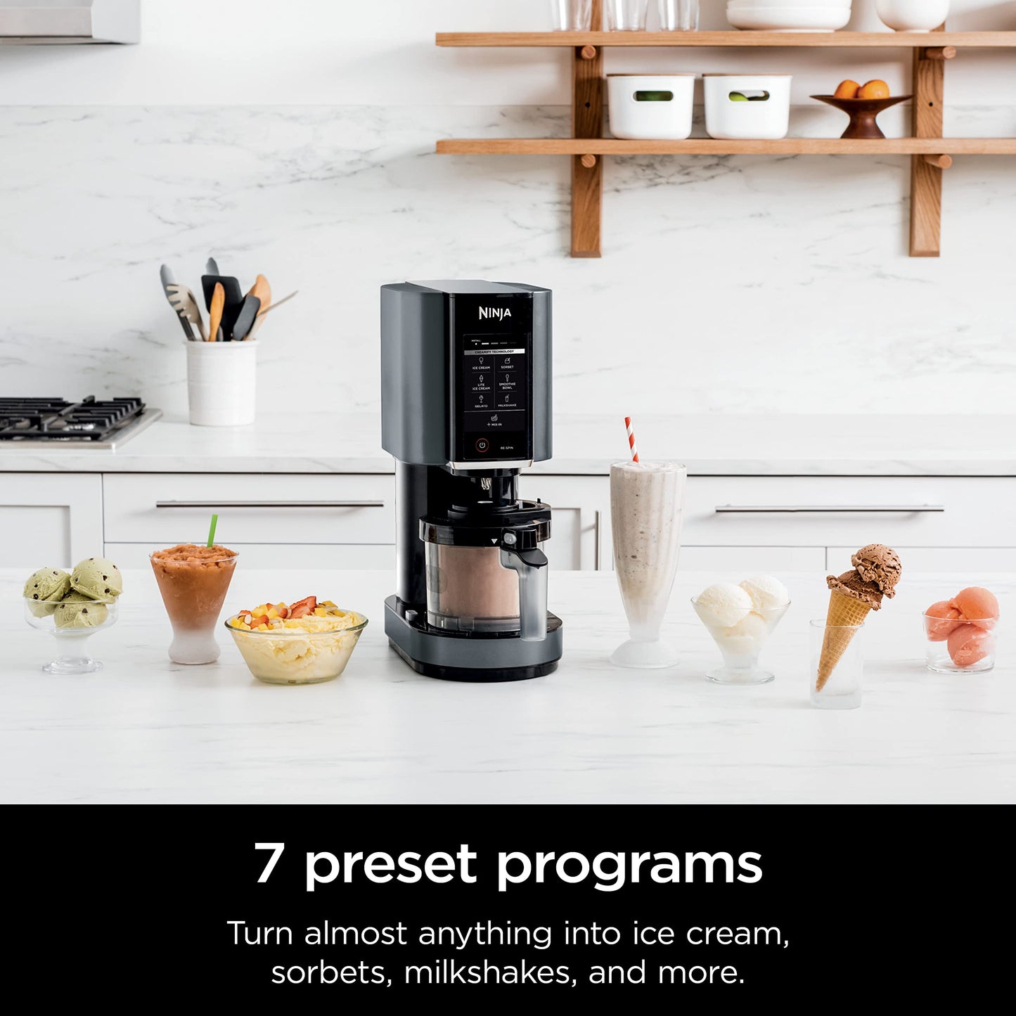 Máquina para Helados Ninja Negro Mate Compacta con 7 Programas para Niños
