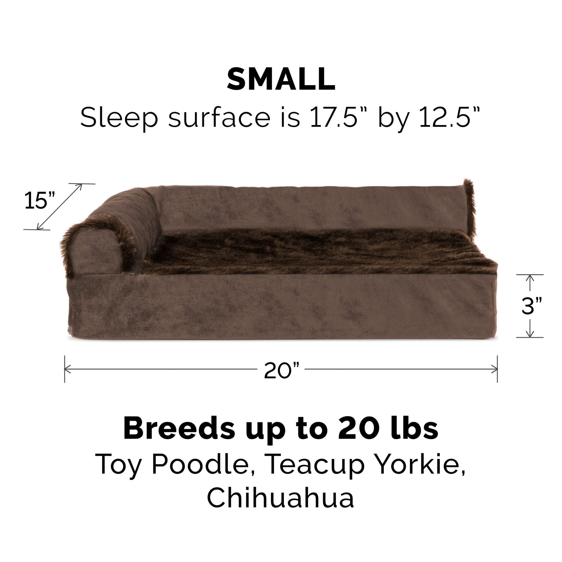 Furhaven Funda de Cama de Repuesto para Mascotas, sofá de Felpa y Terciopelo, Funda Lavable para Cama de Perro, Color marrón Sable, Talla S
