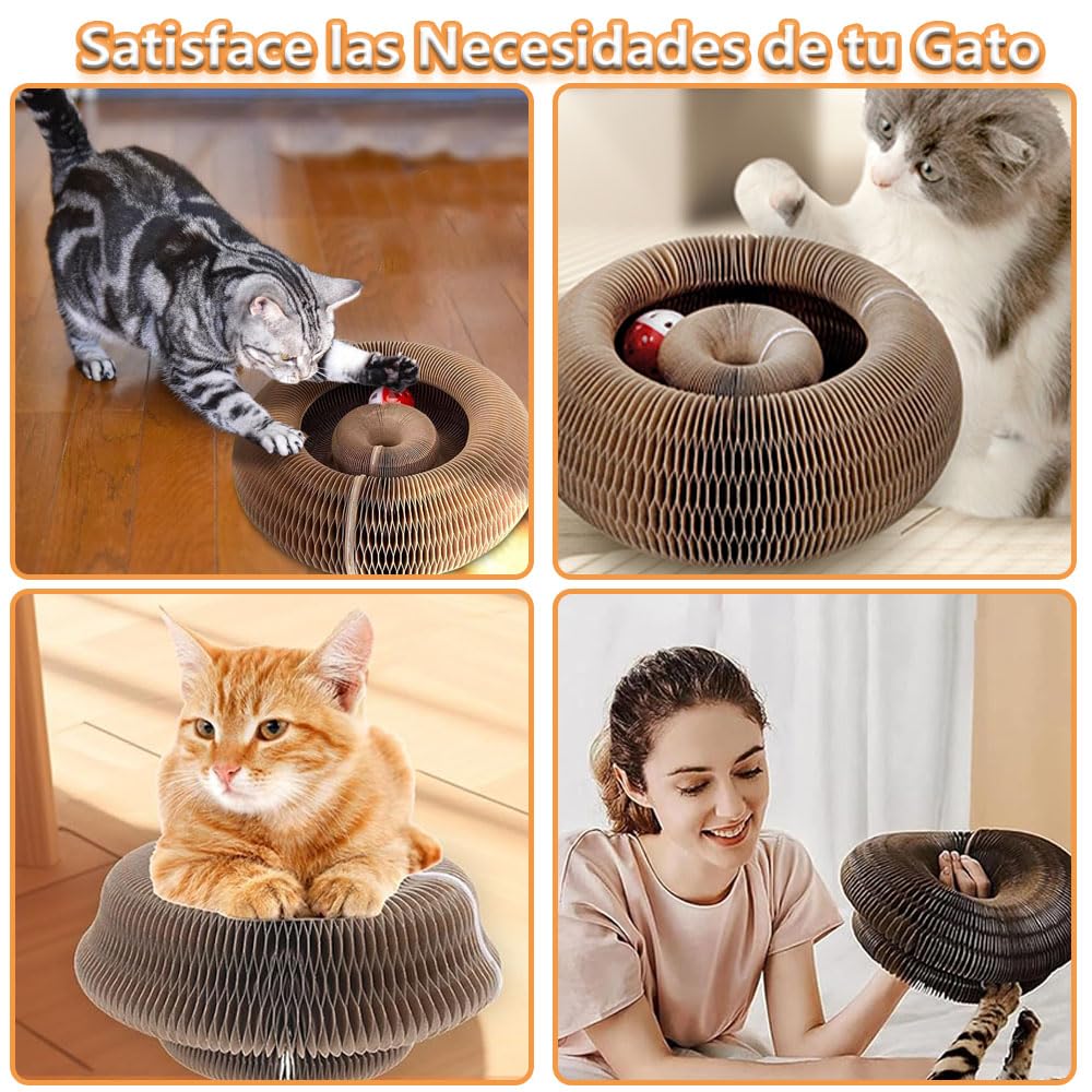 Magic Organ Tabla Rascadora para Gatos - 2 PCS Rascador para Gatos, Tabla Rascadora Plegable para Gatos, Tabla Rascadora para Gatos, con Pelota Juguete, Jugete para Gatos Rascadores Interactivos