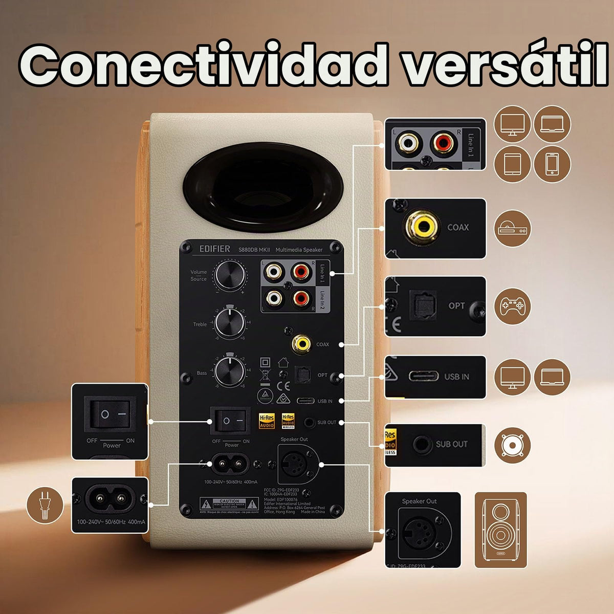 Altavoces de Estantería Edifier Blanco Hi-Fi 88W RMS