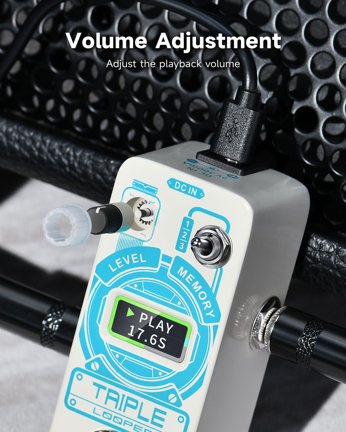 Donner Pedal de guitarra triple Looper de 90 minutos de bucle de tiempo con visualización, 3 bucles de bucle de pedal con overdubs ilimitados deshacer/rehacer