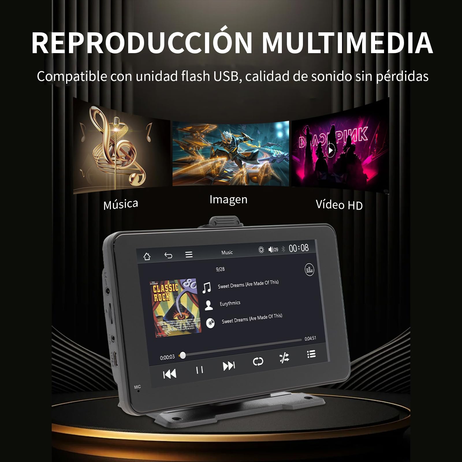 FINYQBET Autoestéreo para Carro con Pantalla Táctil de 7 Pulgadas, Compatible con Apple CarPlay y Android Auto, Bluetooth 5.0, Radio Am/FM, Soporte para Cámara de Respaldo y Grabación de Video