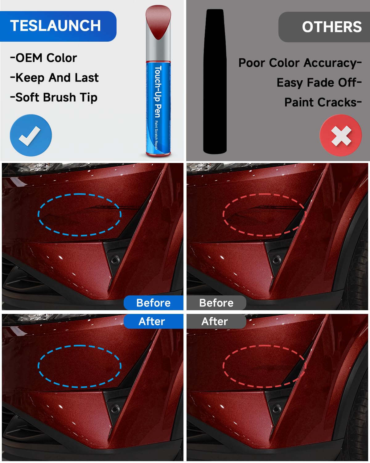 NAH Cayenne Red Pearl - Pintura de retoque compatible con Nissan Exact Match - Reparación de arañazos de coche