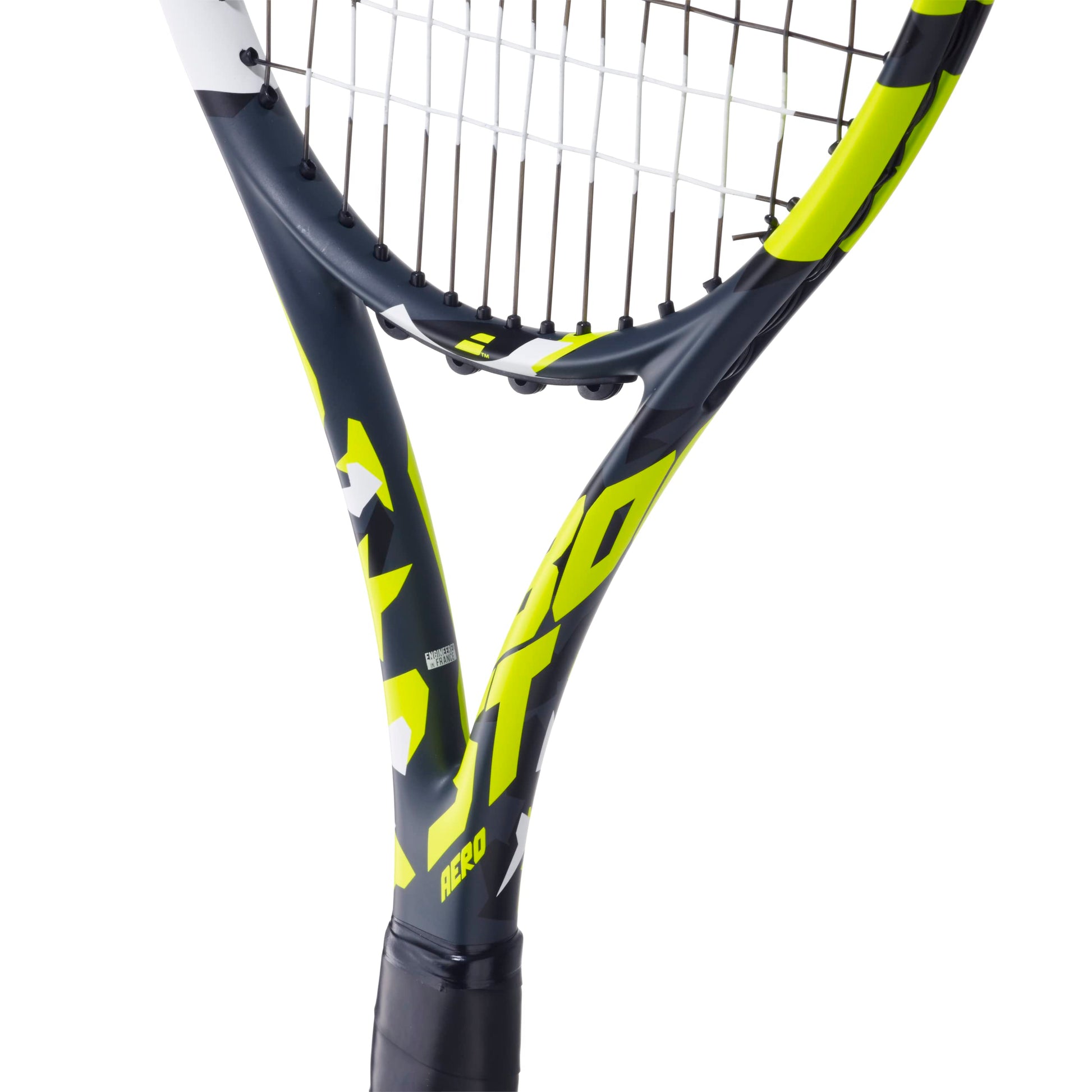 Babolat Boost Aero - Raqueta de Tenis Amarilla (Agarre de 4 1/4 Pulgadas) con Tripa Blanca Syn a tensión de Rango Medio