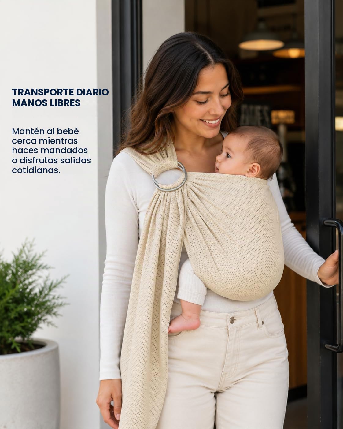 Vlokup Baby Water Ring Sling Carrier | Lightweight Breathable Mesh Baby Wrap for Infant, Newborn, Kids and Toddlers | Perfect for Summer, Swimming, Pool, Beach | Great for Dad too champagne