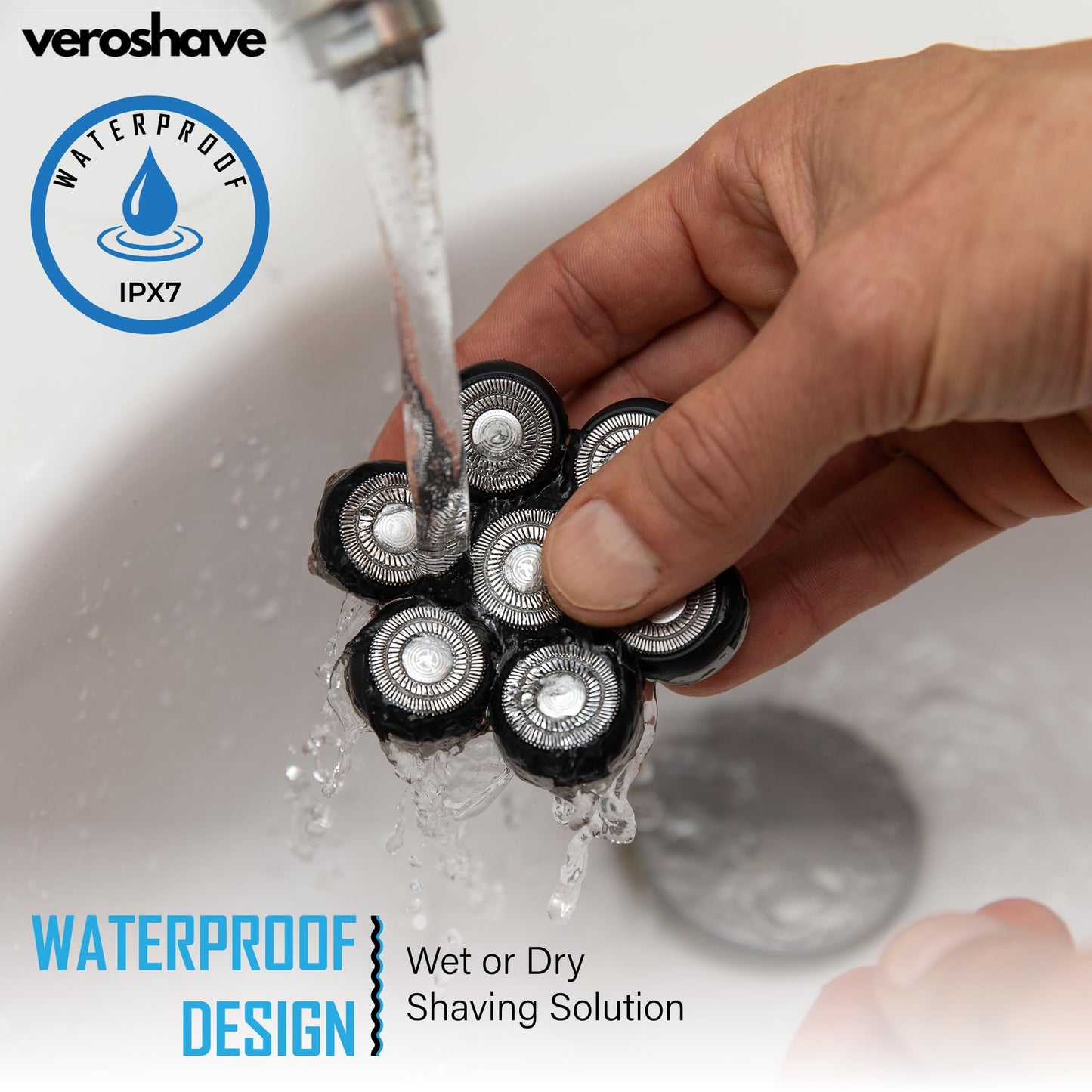Veroshave - Afeitadora de cabeza calva de 7 hojas para hombres, sin cables, recargable, con cuchillas curvadas, kit de aseo para viajes sin desorden y afeitado completo