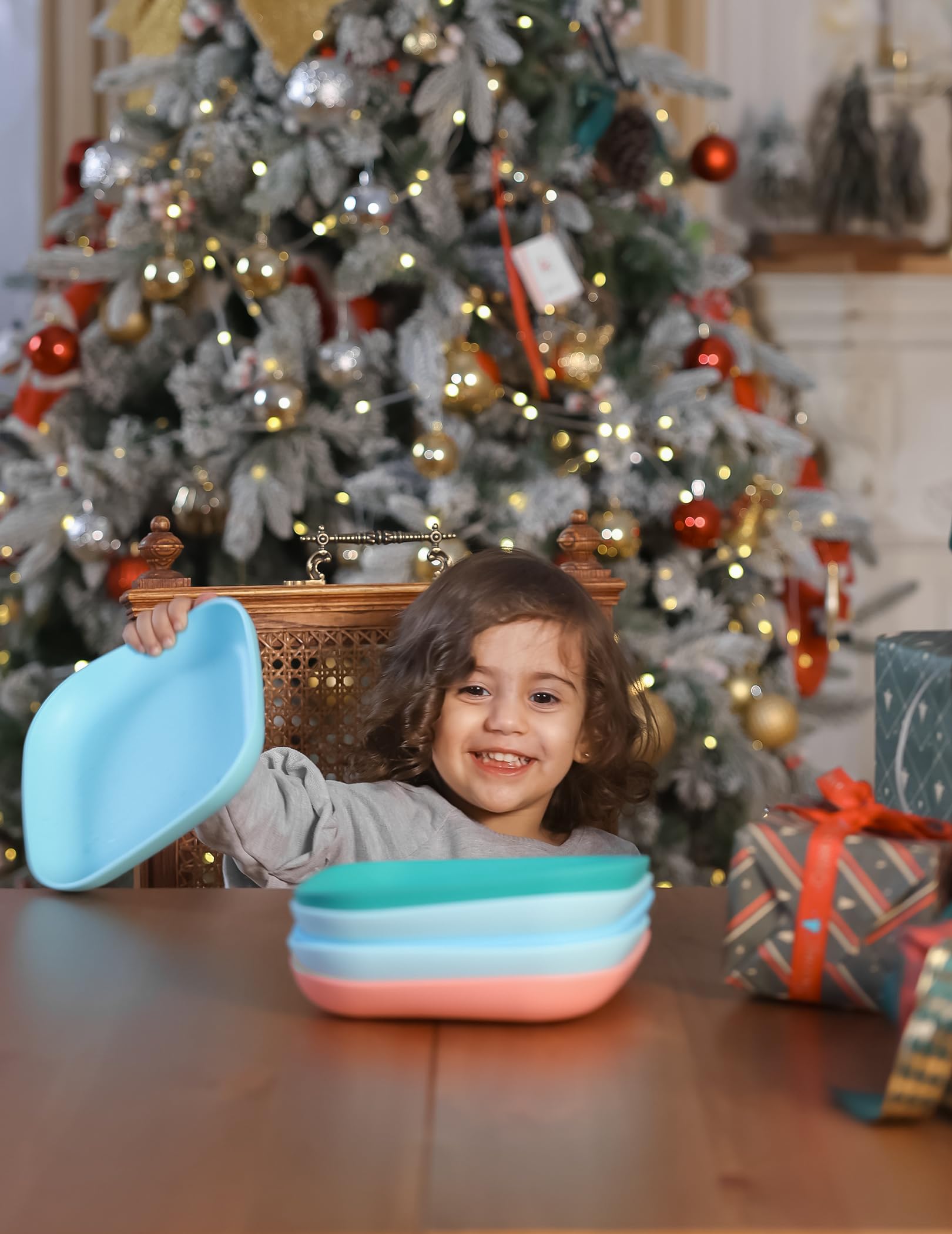 BABELIO - Platos de silicona para niños pequeños, paquete de 2 unidades, sin BPA, apto para microondas, horno y lavaplatos, bandeja de silicona suave y duradera (rosa)