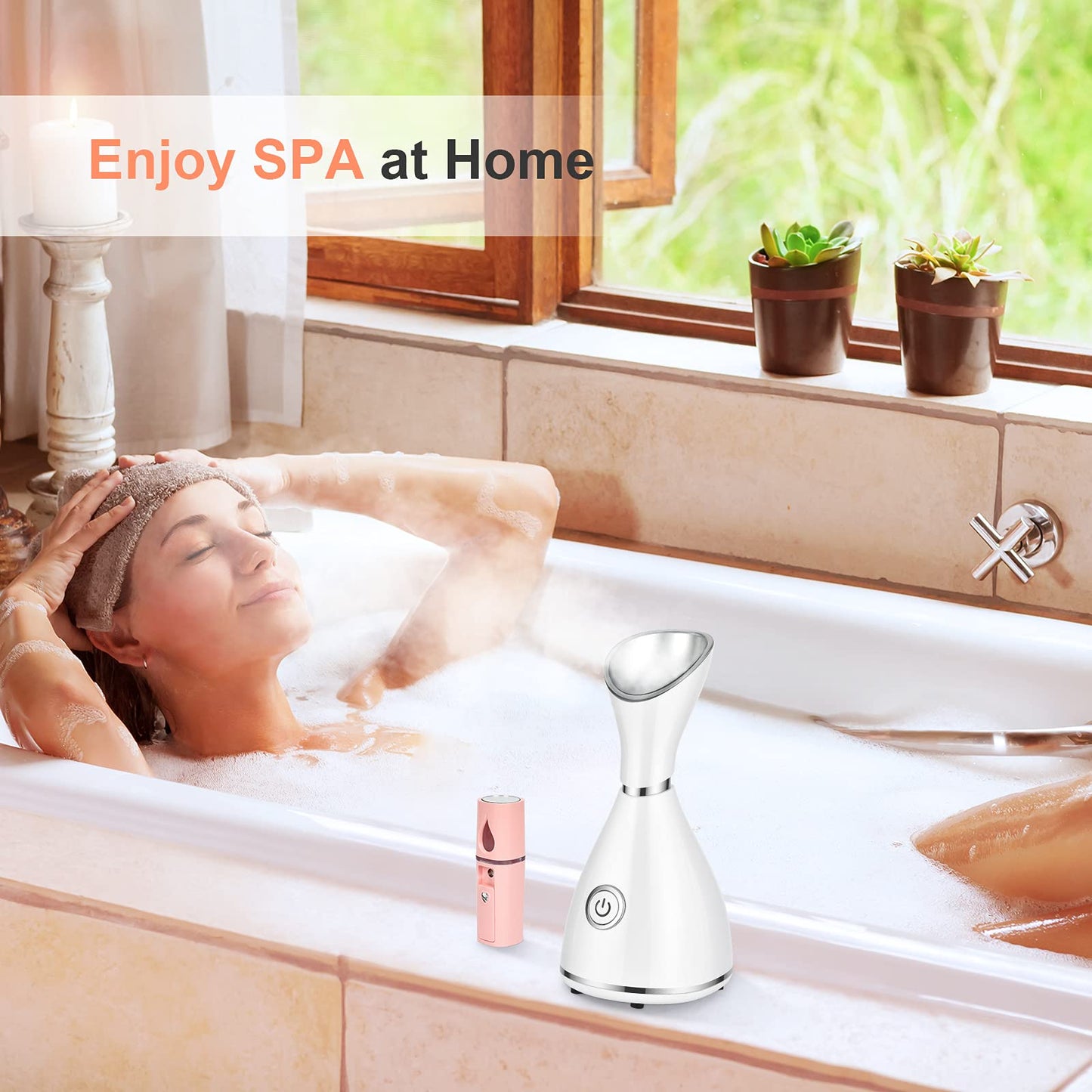 Seneryla - Vaporizador facial para cara, vaporizador facial para limpieza profunda facial, set de nano misterio para senos paranasales, desobstruye los poros, spa en casa, cuidado de la piel