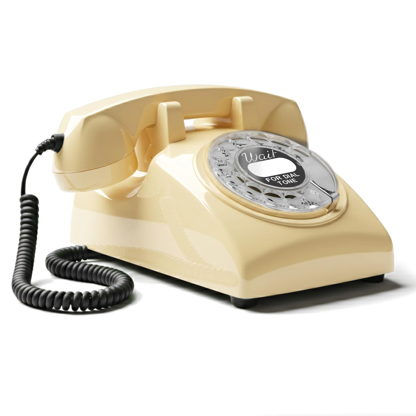 Opis Technology - Cable giratorio retro para teléfono fijo de los años 60, estilo antiguo clásico de los años 60, con campana de metal real, color crema