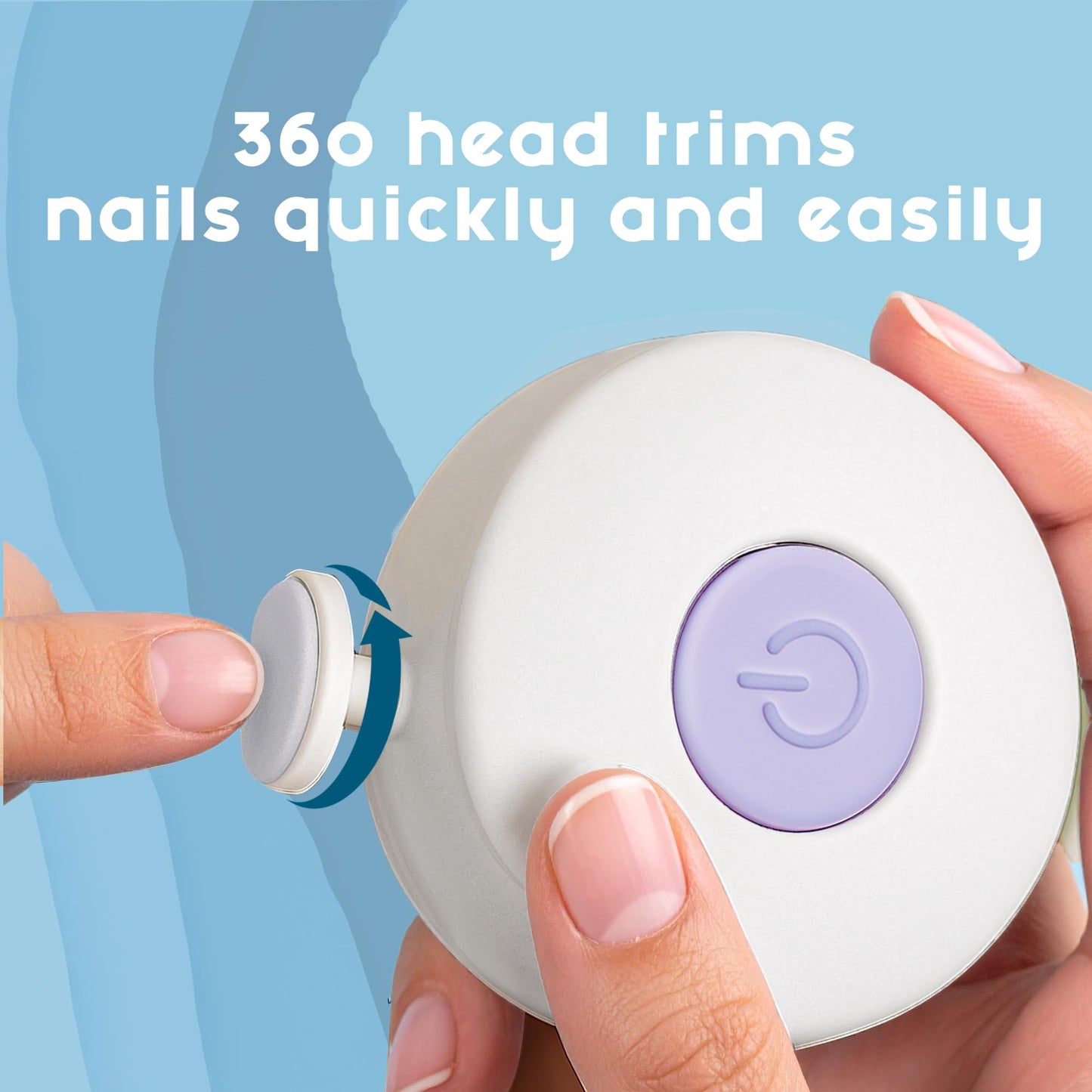Elan Baby Cortauñas eléctrico, lima de uñas para bebés, segura y fácil de usar para recién nacidos, bebés y niños pequeños, 6 cabezales de pulido, cuidado suave de las uñas.