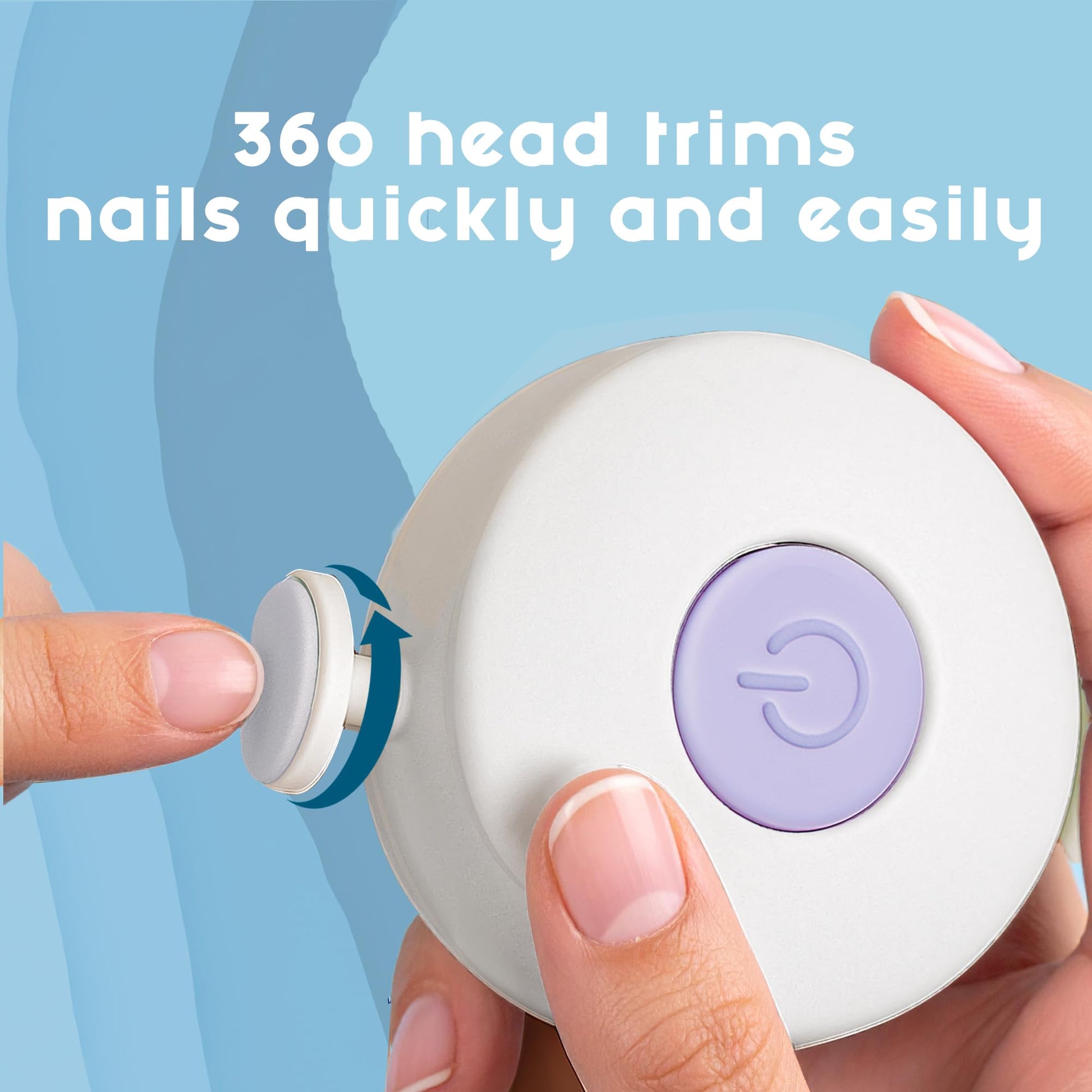 Elan Baby Cortauñas eléctrico, lima de uñas para bebés, segura y fácil de usar para recién nacidos, bebés y niños pequeños, 6 cabezales de pulido, cuidado suave de las uñas.