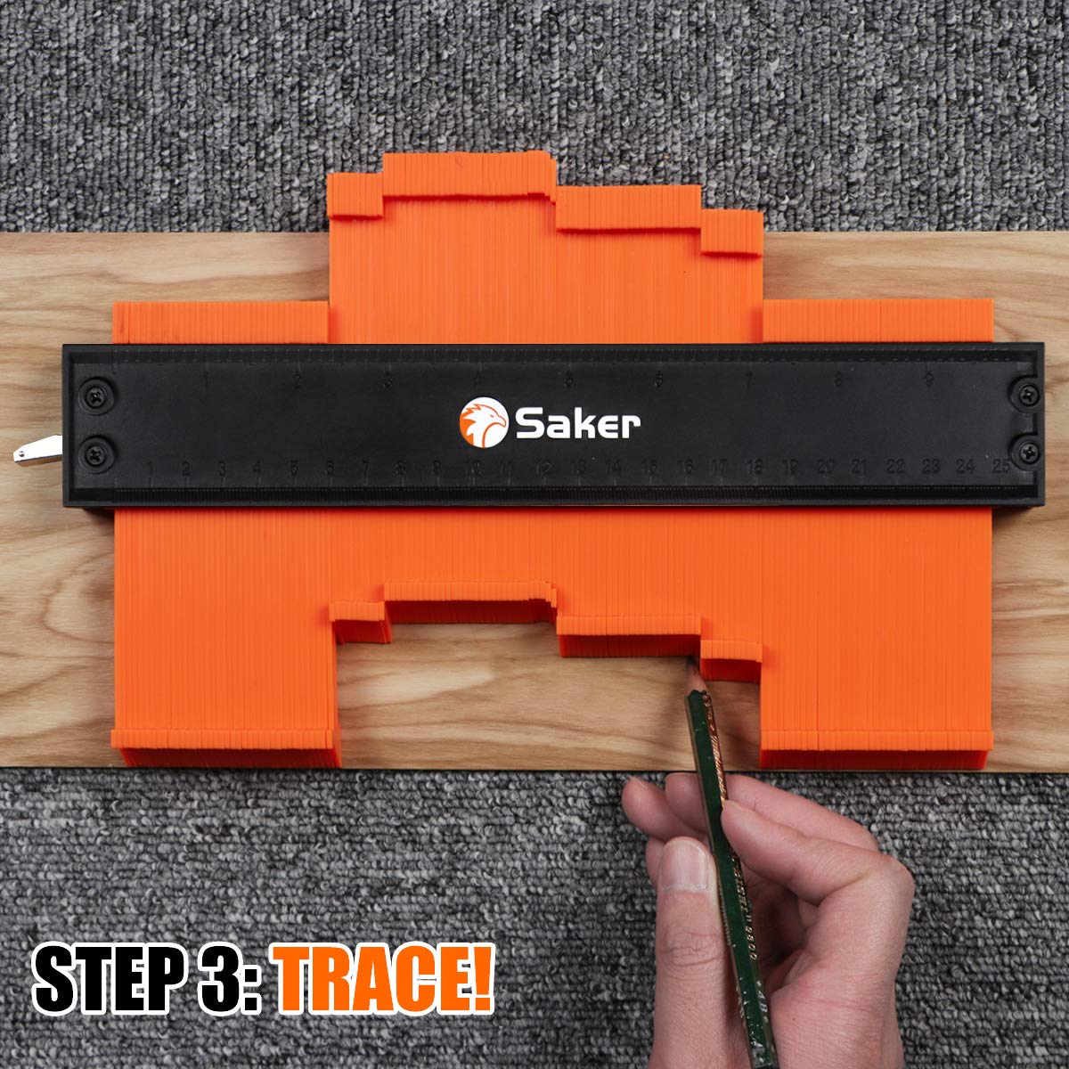 Herramienta de Perfil de Calibre de Contorno Saker 10 Pulgadas con Bloqueo Ajustable para Hombres y Mujeres