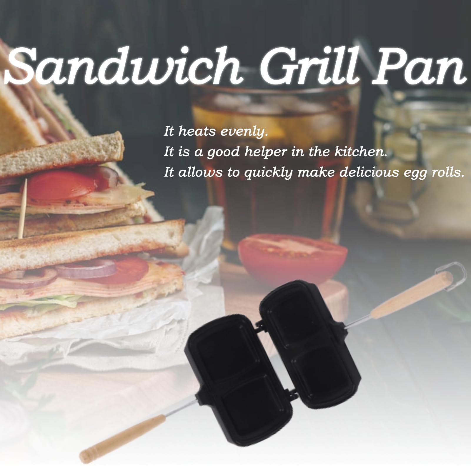 CHICIRIS Sandwichera Estufa, 2 Compartimentos Sanwichera con Mango Desmontable, Antiadherente Parrilla Sandwicherao para Tostada, Pan, Tortilla