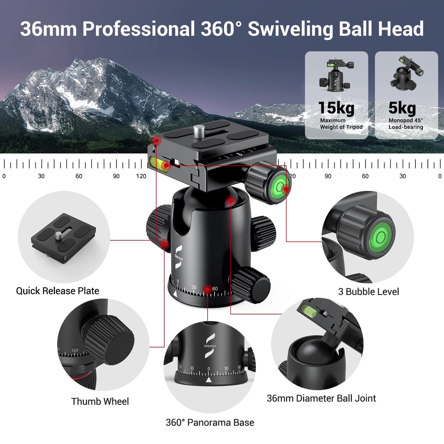 Trípode de Aluminio SmallRig 78 Pulgadas Liviano con Placa de Liberación Rápida y Cabeza de Bola 360 Grados