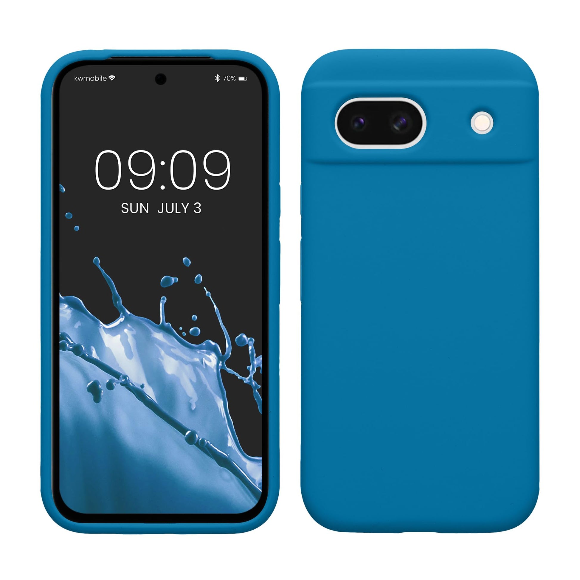 kwmobile Carcasa Compatible con Google Pixel 8a Funda - Case TPU y Silicona antigolpes - Apto Carga inalámbrica - Azul océano