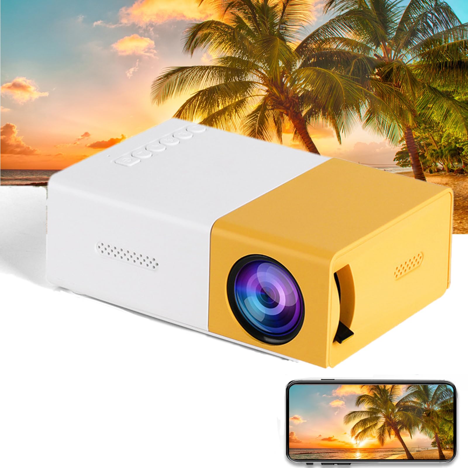 Mini Proyector Zunate Soporte 1080P Portátil para Uso Doméstico en la Oficina