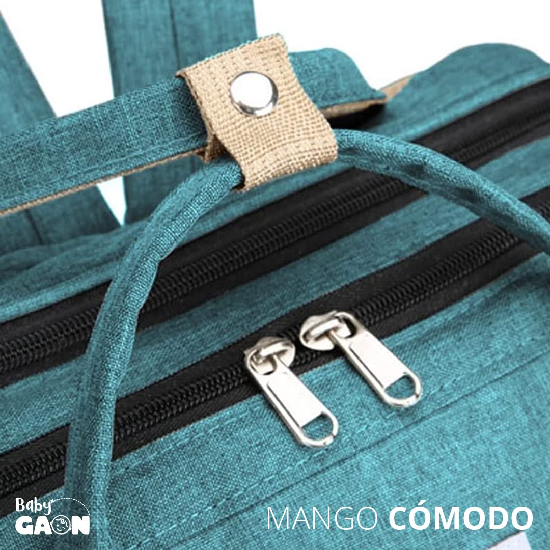 Mochila Moderna Térmica Con Cambiador Pañalera Multifuncional, Bolso Pañales Gran Capacidad, 15 Compartimientos Organizadores Moderna Bolsa de Pañales … (Verde.)-#11001001013101010502#