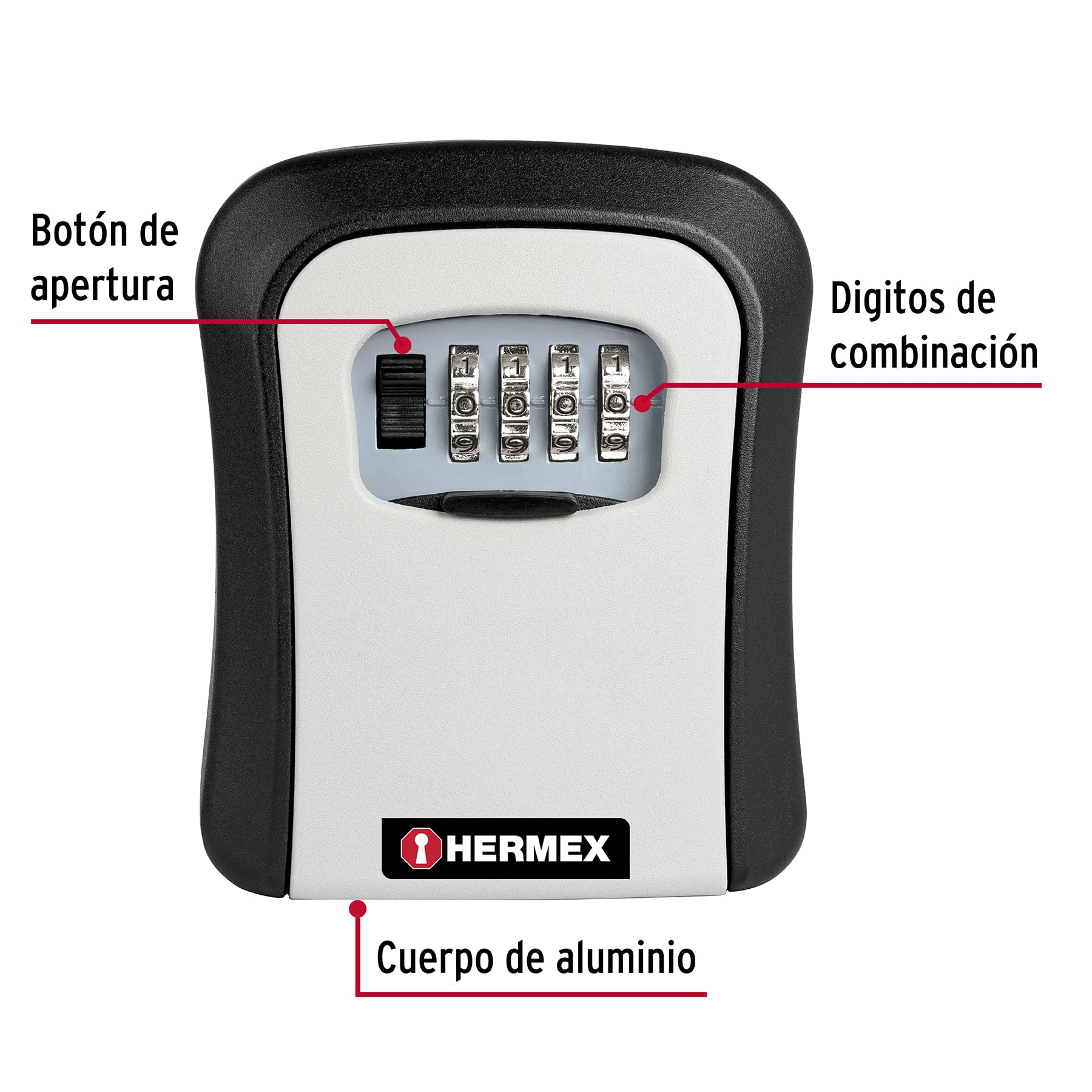 Hermex CALLA-12C, Caja de combinación guardallaves para pared, 12cm