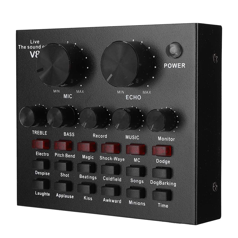 Tarjeta de Sonido V8 Mezclador de Audio portátil Volumen Ajustable