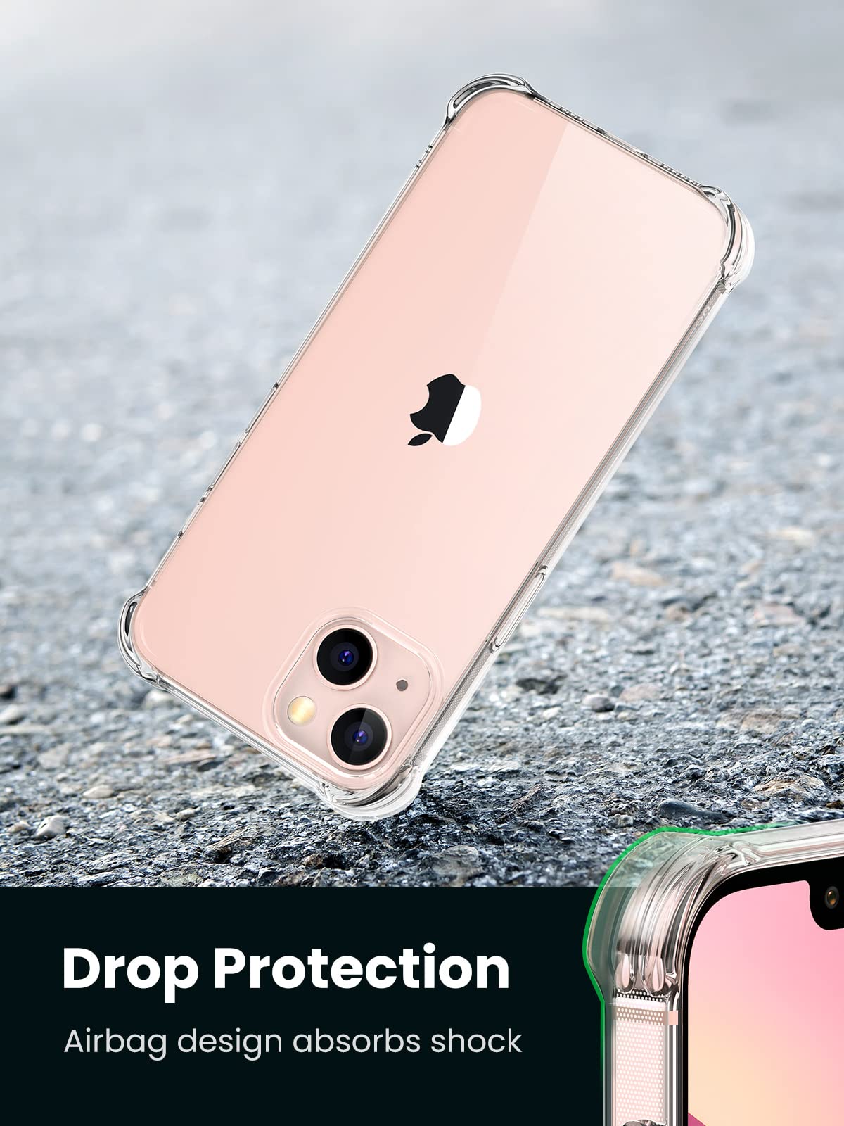 Funda iPhone 13 UGREEN Transparente Protección Choque Cojín de Esquina