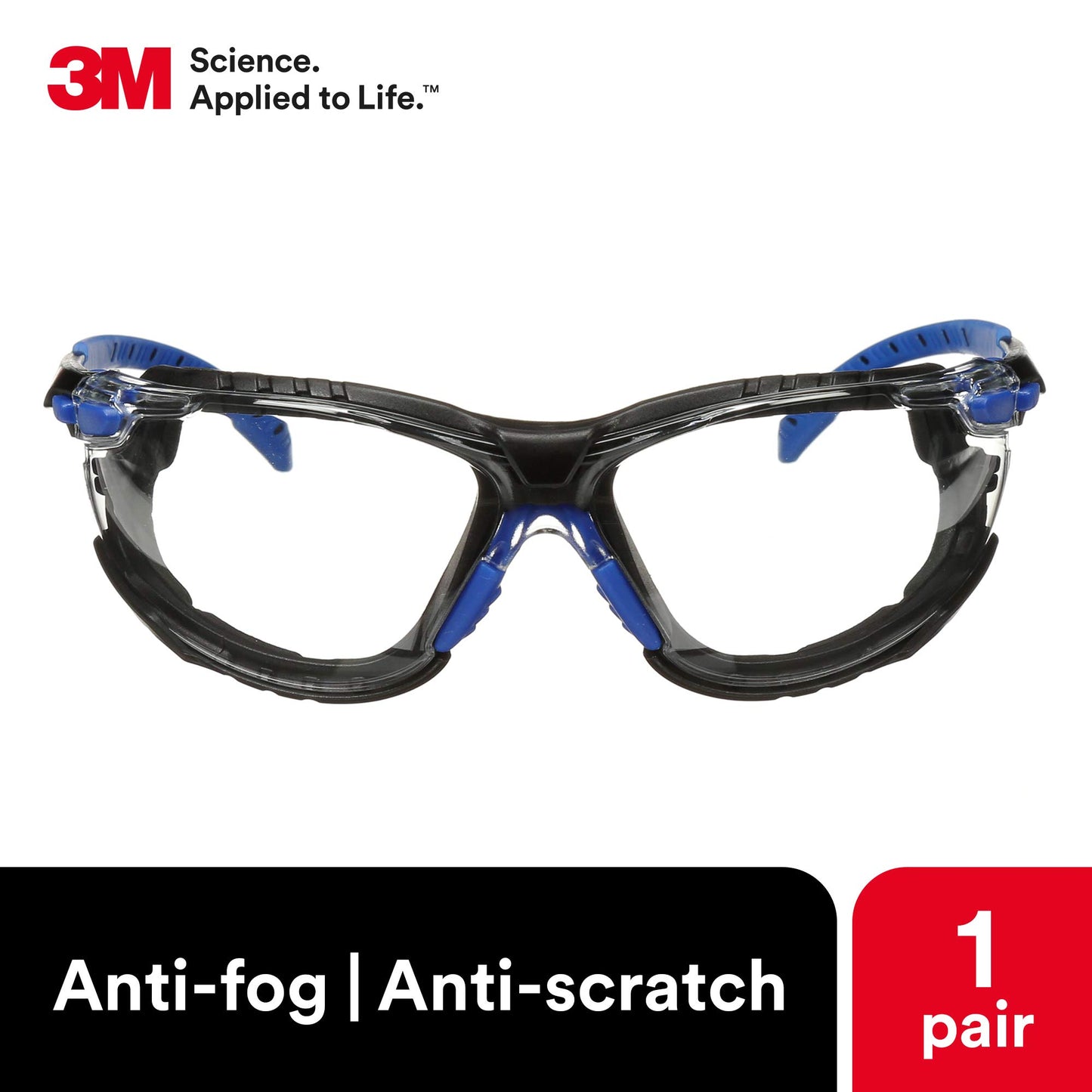 Lentes Protectores 3M Solus Negro Azul con Revestimiento Antivaho Scotchgard