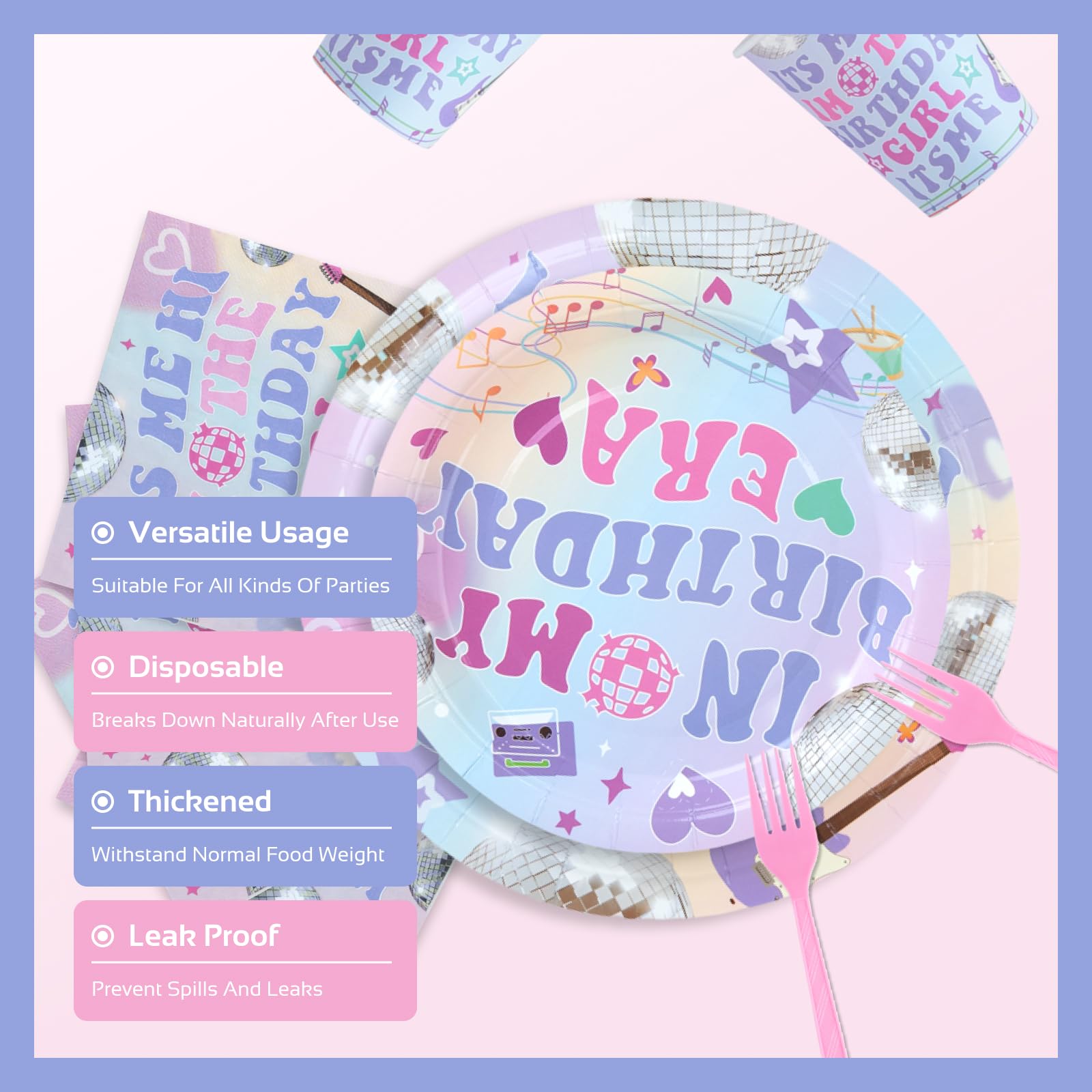 Its Me Hi Im The Birthday Girl Its Me Vajilla incluye platos, tenedores, servilletas, tazas, decoraciones de vajilla In My Birthday Era