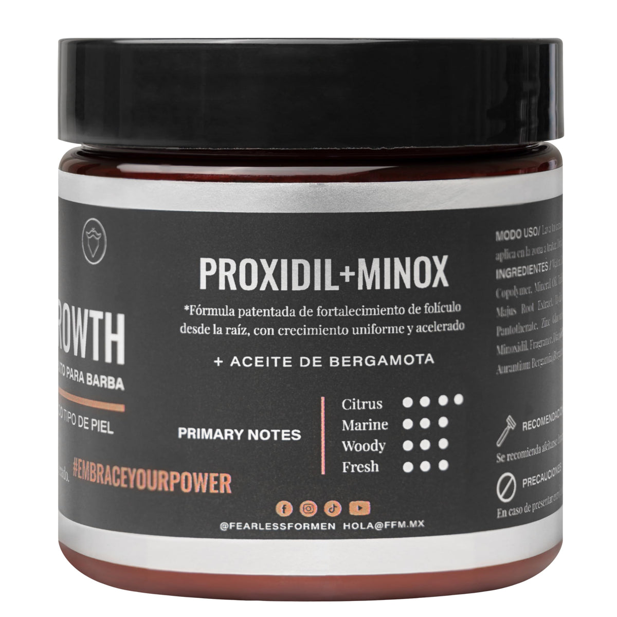 Bálsamo de Crecimiento de Barba Fearless Minox Proxidil Absorción Rápida para Hombre