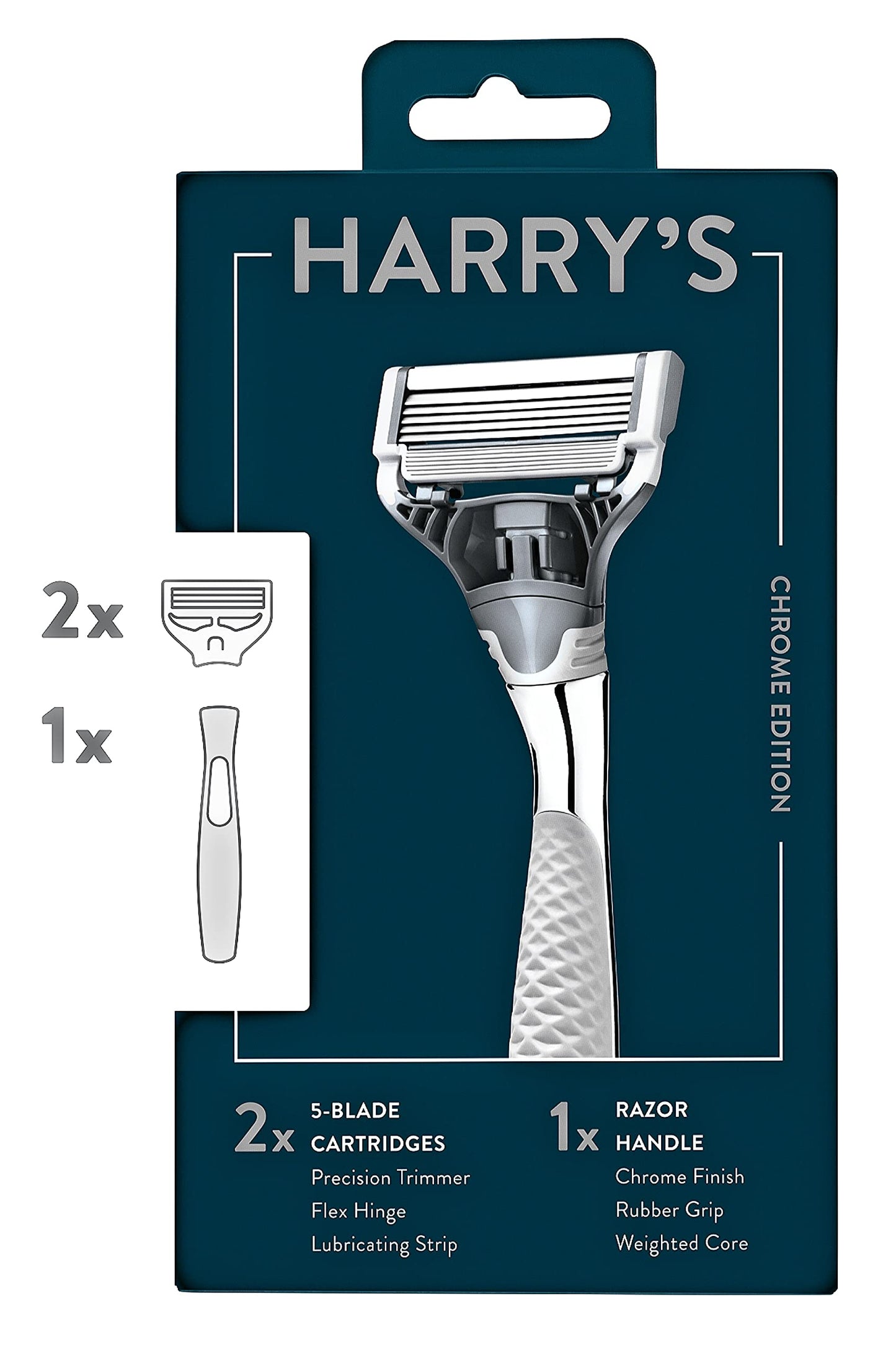 Harry’s Harry's Cuchilla de afeitar con 2 cartuchos de hoja, edición cromada