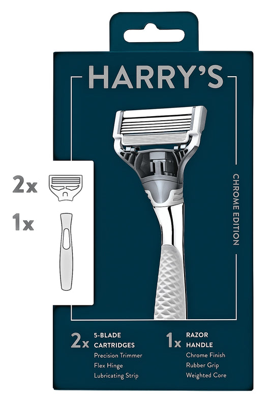 Harry’s Harry's Cuchilla de afeitar con 2 cartuchos de hoja, edición cromada