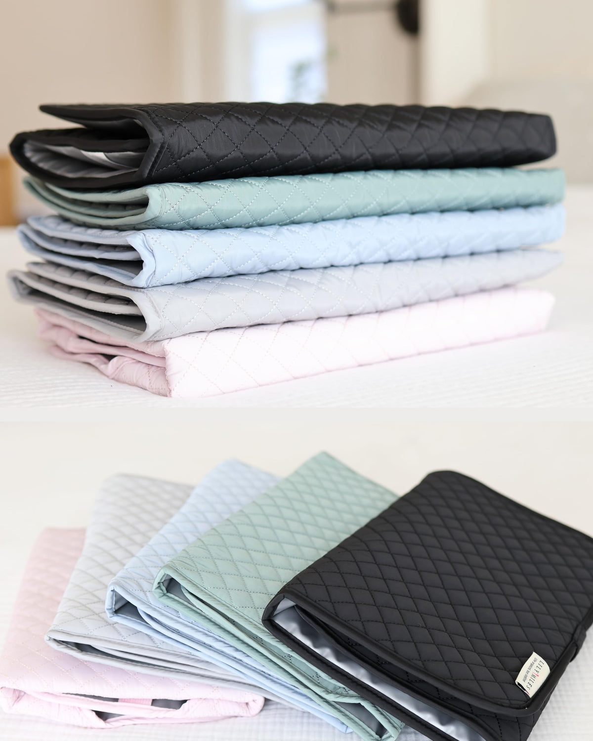 Lily Miles - Cambiador de pañales portátil, cambiador de pañales para bebé con cierres magnéticos, almohadilla de viaje para bolsa de pañales, esencial para bebé, tapete lavable e impermeable, sarga