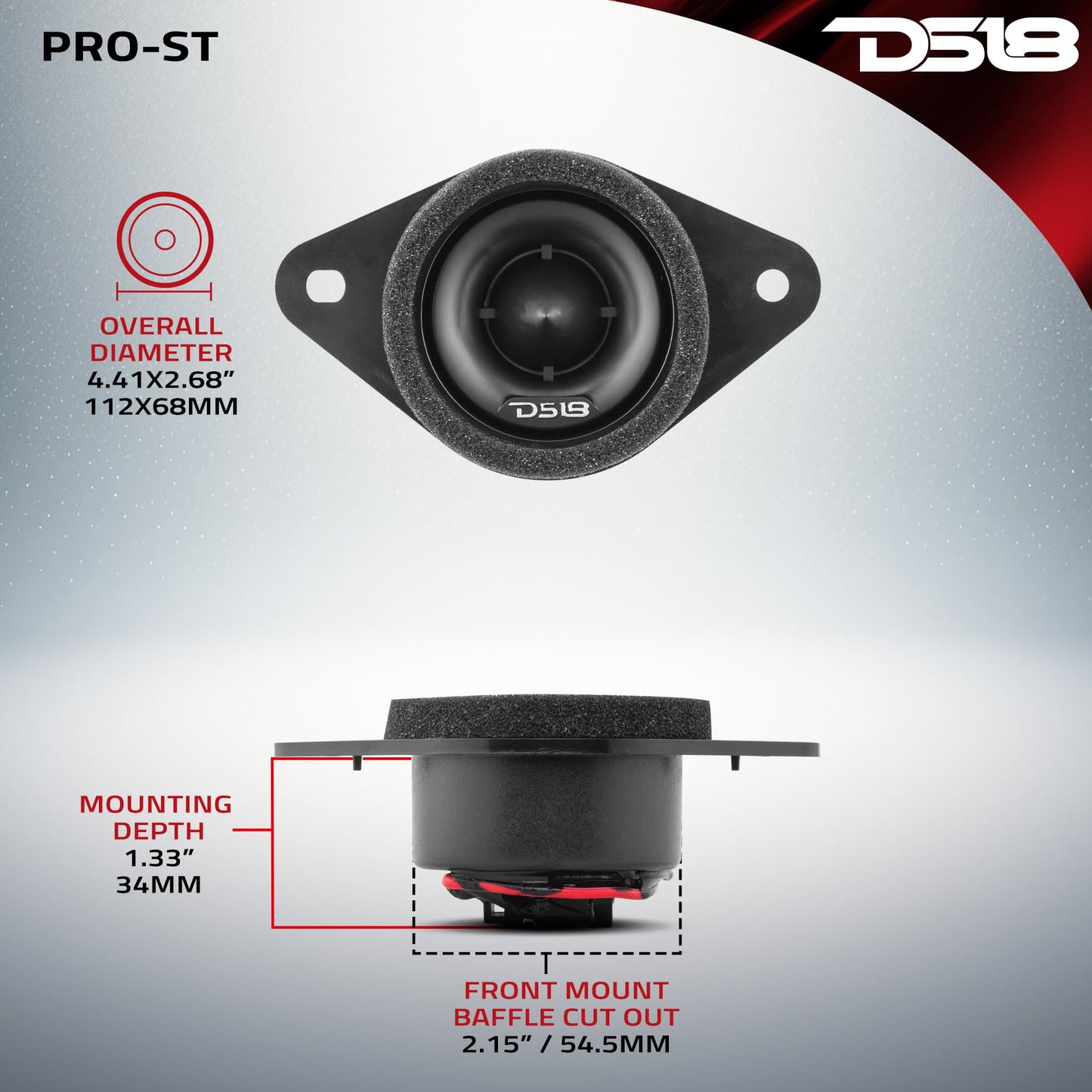 DS18 PRO-ST - Tweeters de compresión de bala de repuesto de 1.9 pulgadas con cruces, kit de actualización de altavoz de agudos OEM para muchos modelos Subaru/Toyota, repuesto para H631SFJ101 y H631SFJ100 (par)