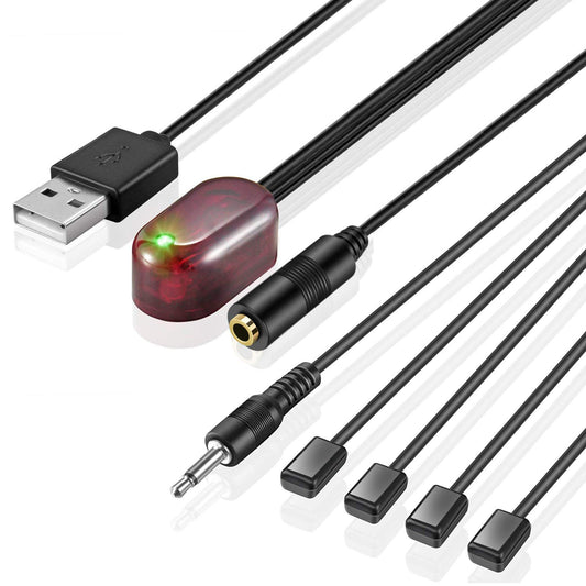 Sistema de Extensor Remoto Infrarrojo URWOOW Negro con 1 Receptor y 4 Emisores para Amplificadores y Reproductores