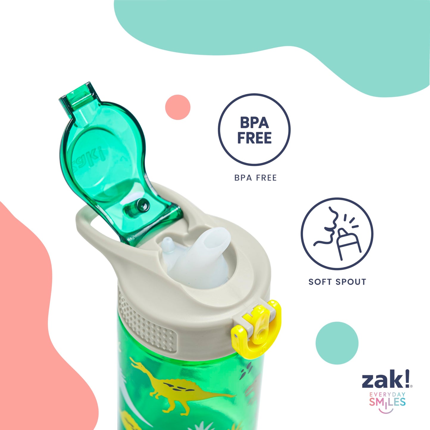Botella de Agua Zak Designs Patrulla Canina con Popote y Mango a Prueba de Fugas para Niños