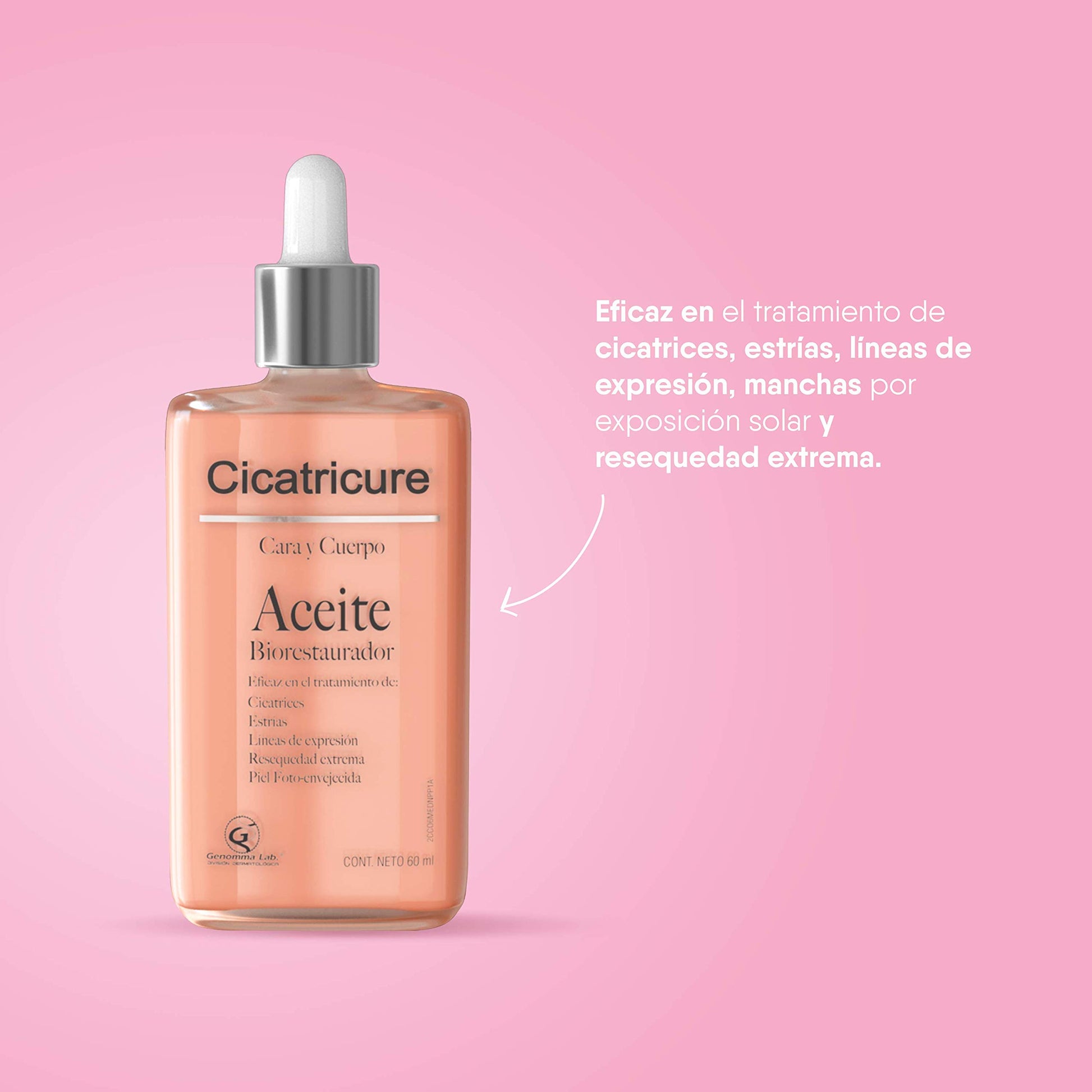 CICATRICURE - Aceite Biorestaurador. Restaura la elasticidad y humectación natural de la piel con Vitamina E, piel más suave y lisa. Para uso para cara y cuerpo, dosificador con 60ml