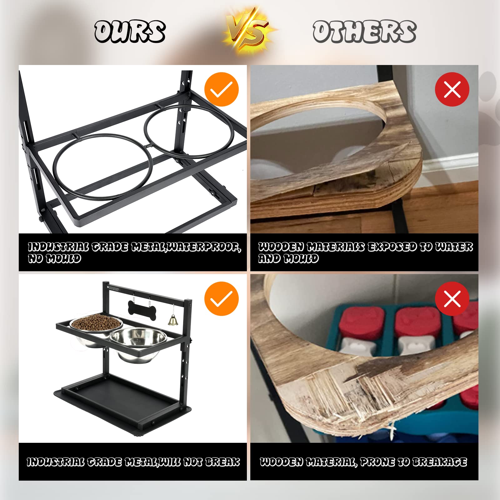 Cuencos Elevados TIDANT Acero Inoxidable Altura Ajustable para Perros Grandes