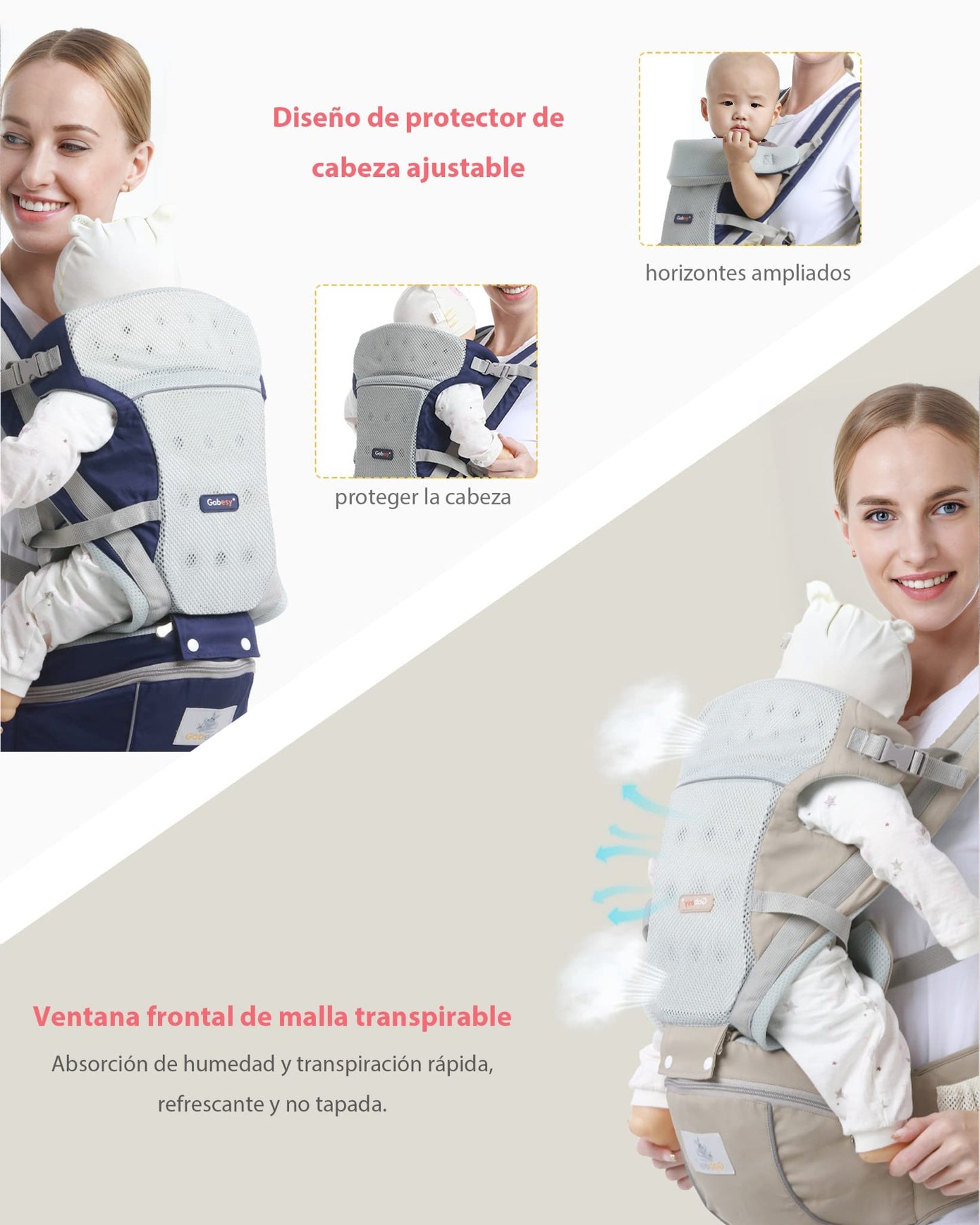 Canguro SNORF Amarillo Ergonómico y Ajustable con Asiento para las Caderas para Bebés de 0 a 36 Meses