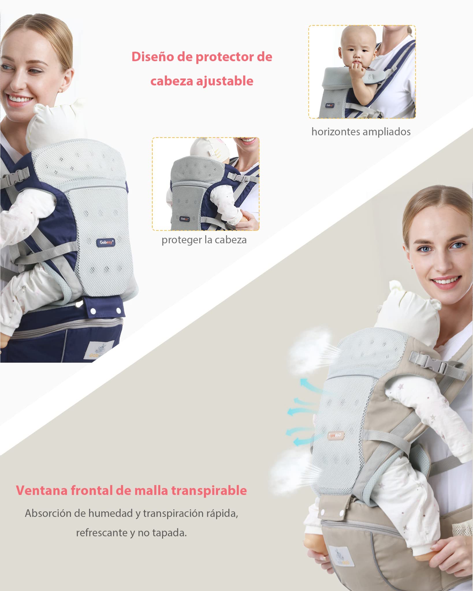 Canguro SNORF Amarillo Ergonómico y Ajustable con Asiento para las Caderas para Bebés de 0 a 36 Meses