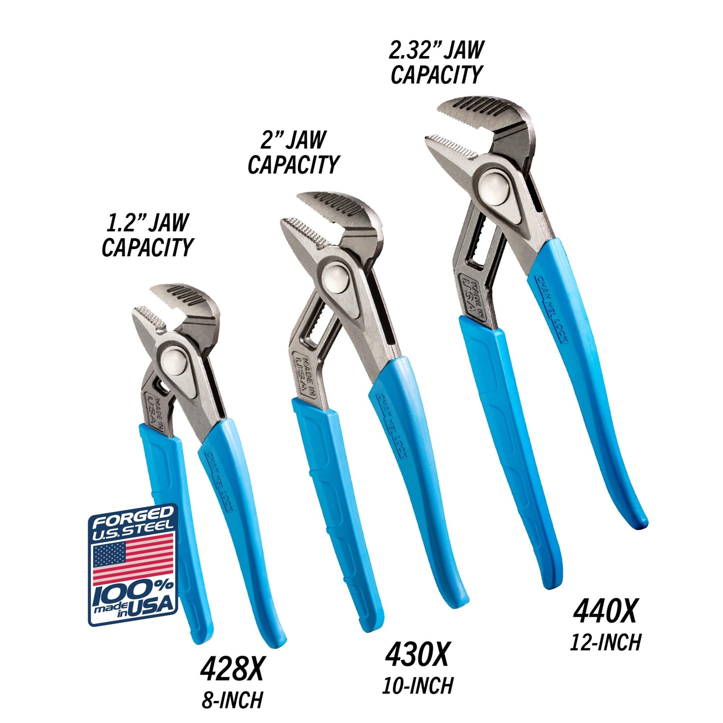 Channellock GS-3XECP SPEEDGRIP - Juego de alicates para lengüeta y ranura de acero de alto carbono